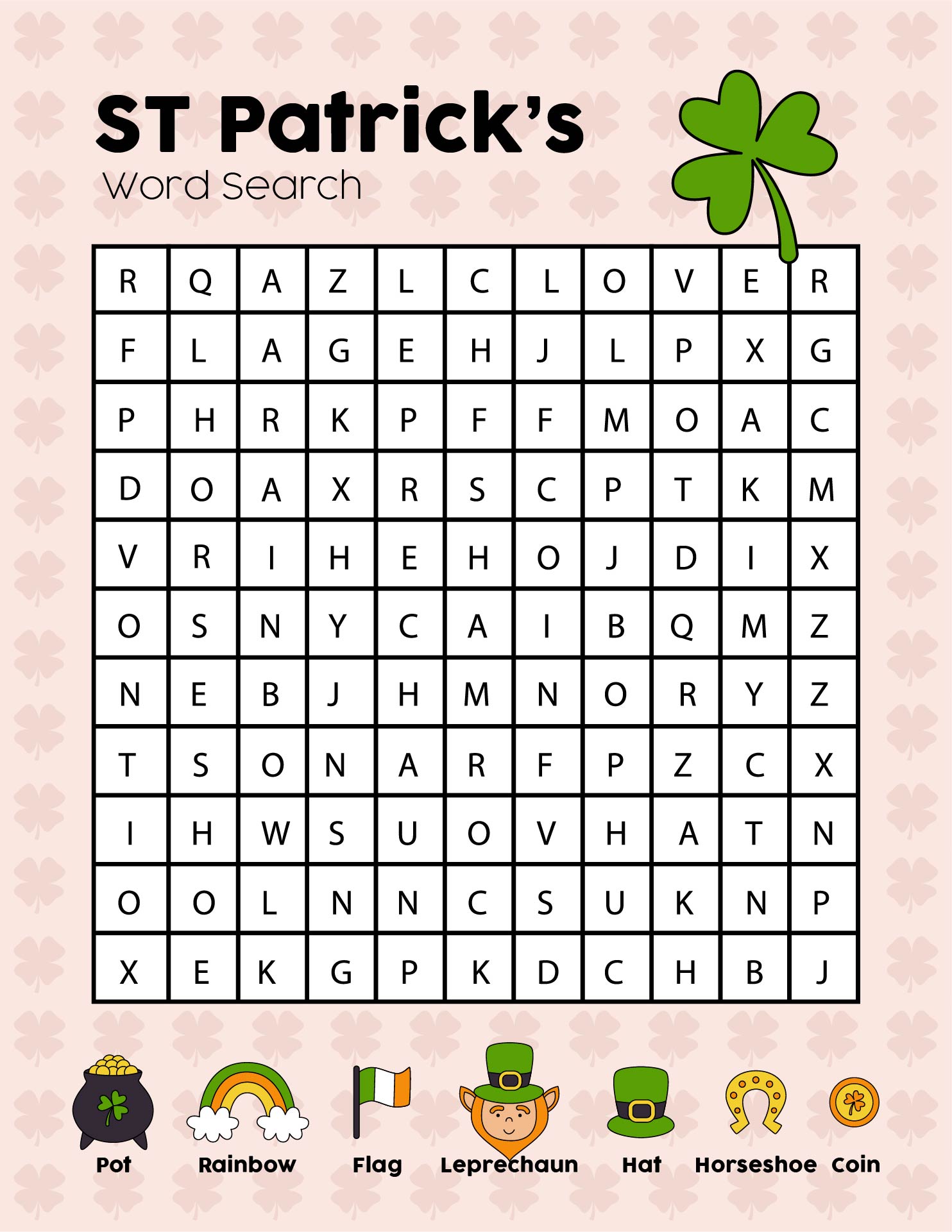 Printable St. Patricks Day Word Search Puzzle