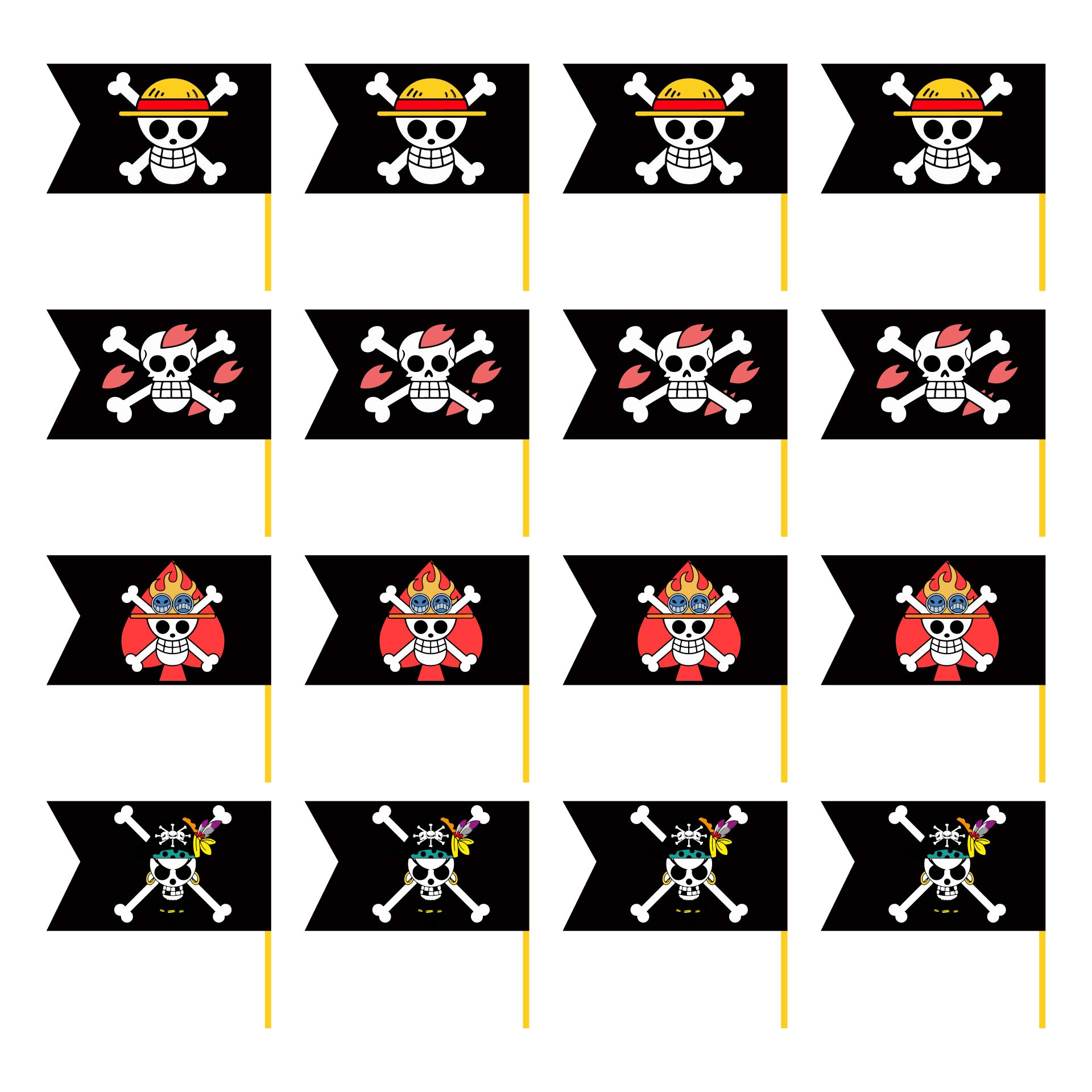 Printable Toothpick Pirate Flag Templates For Cupcakes