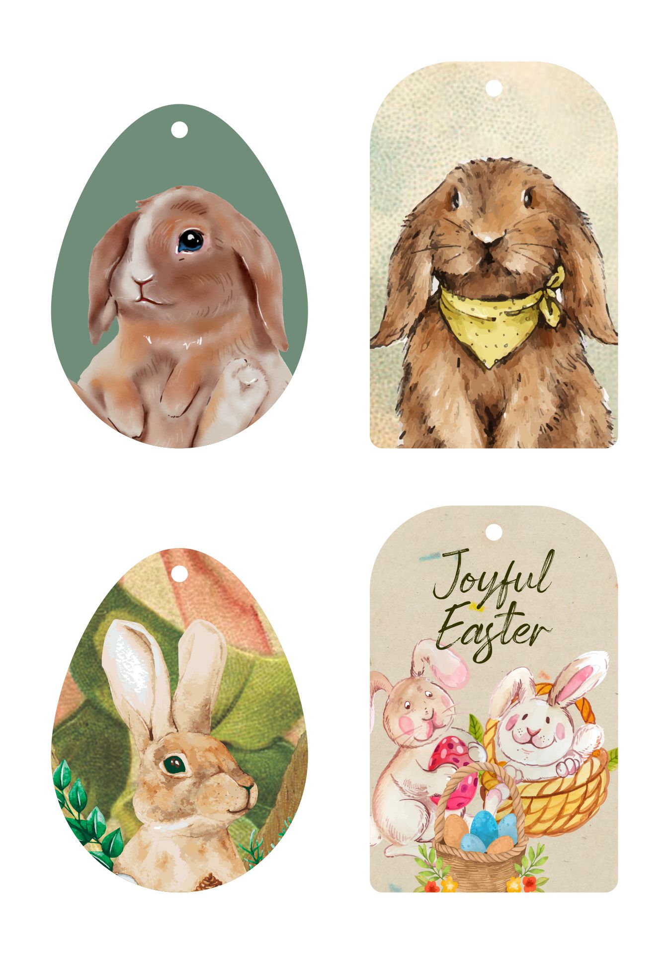 Printable Vintage Easter Bunny Tags