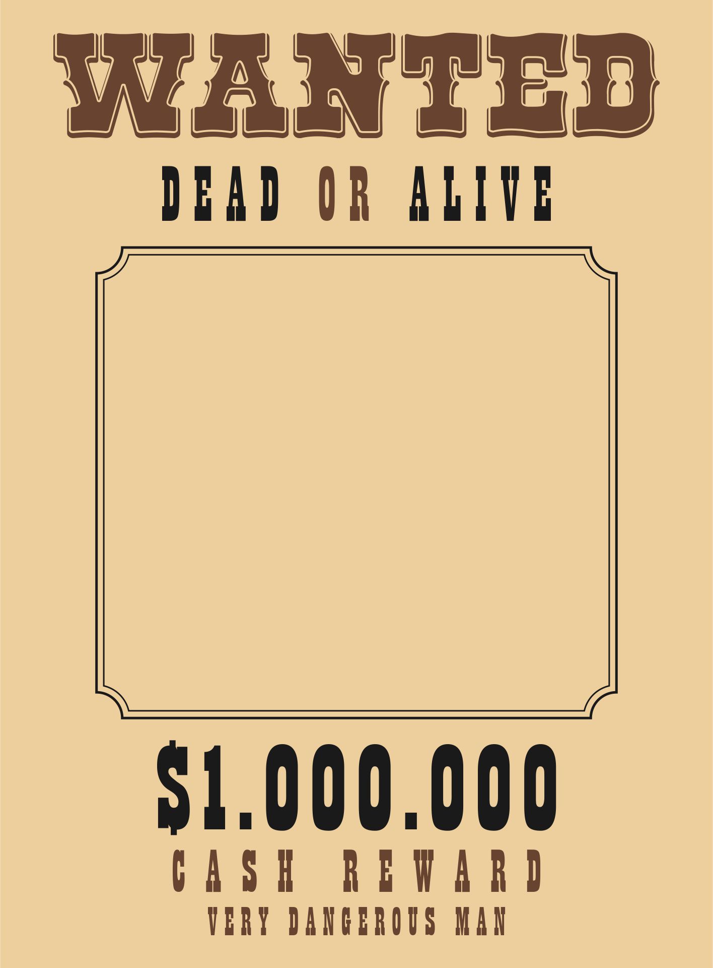 Printable Vintage Wild West Wanted Poster
