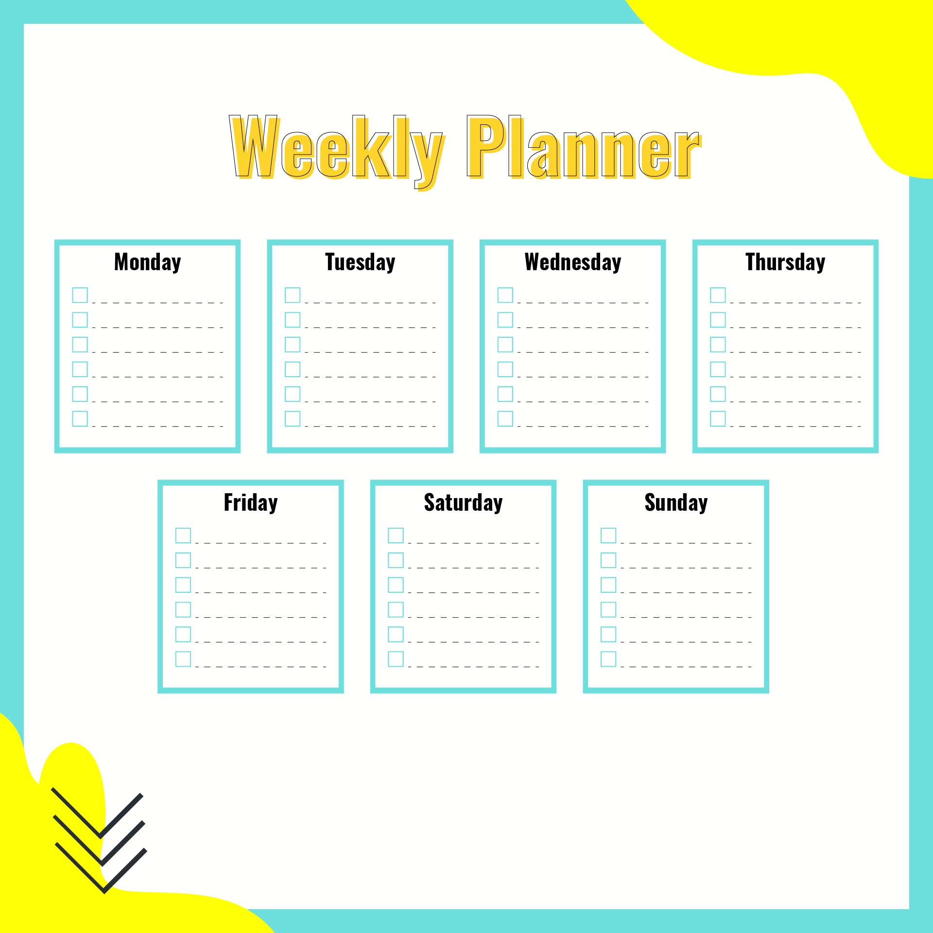Printable Weekly Planner Blank To Do Template