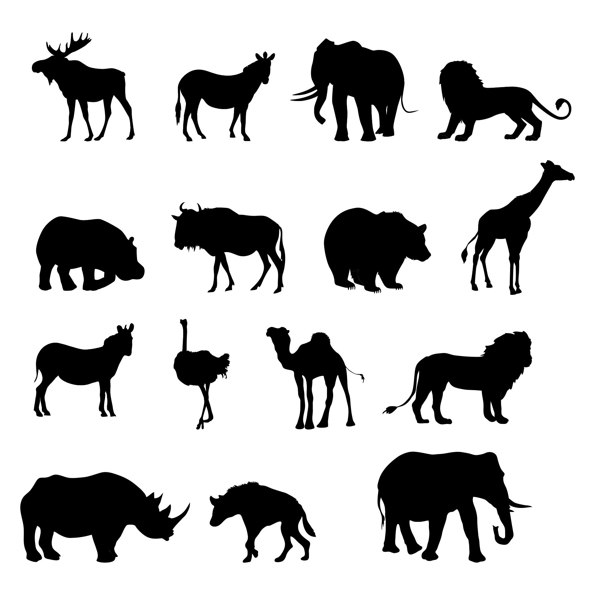 Printable Wildlife Animals Silhouette Stencil Template