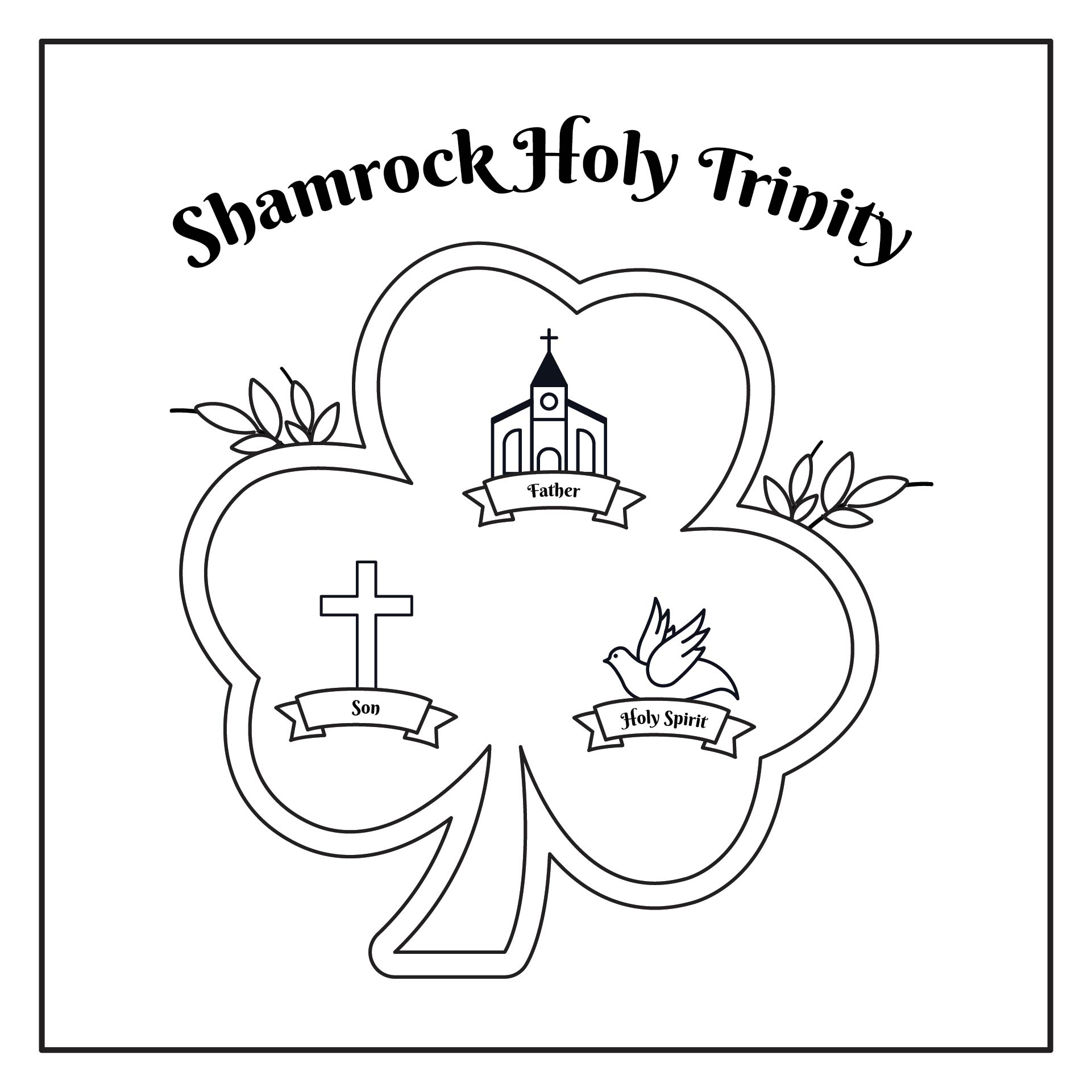 Shamrock Holy Trinity Coloring Page