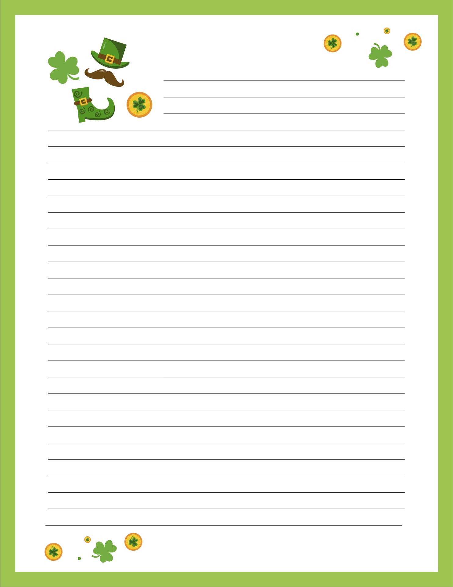 St Patricks Day Printable Lined Writing Paper