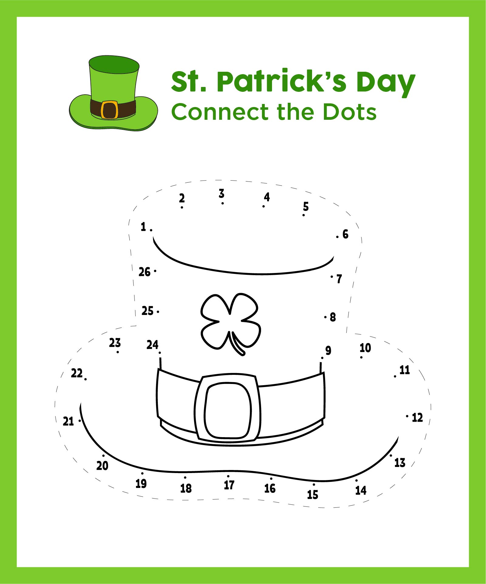 St. Patricks Day Connect The Dots Printable`
