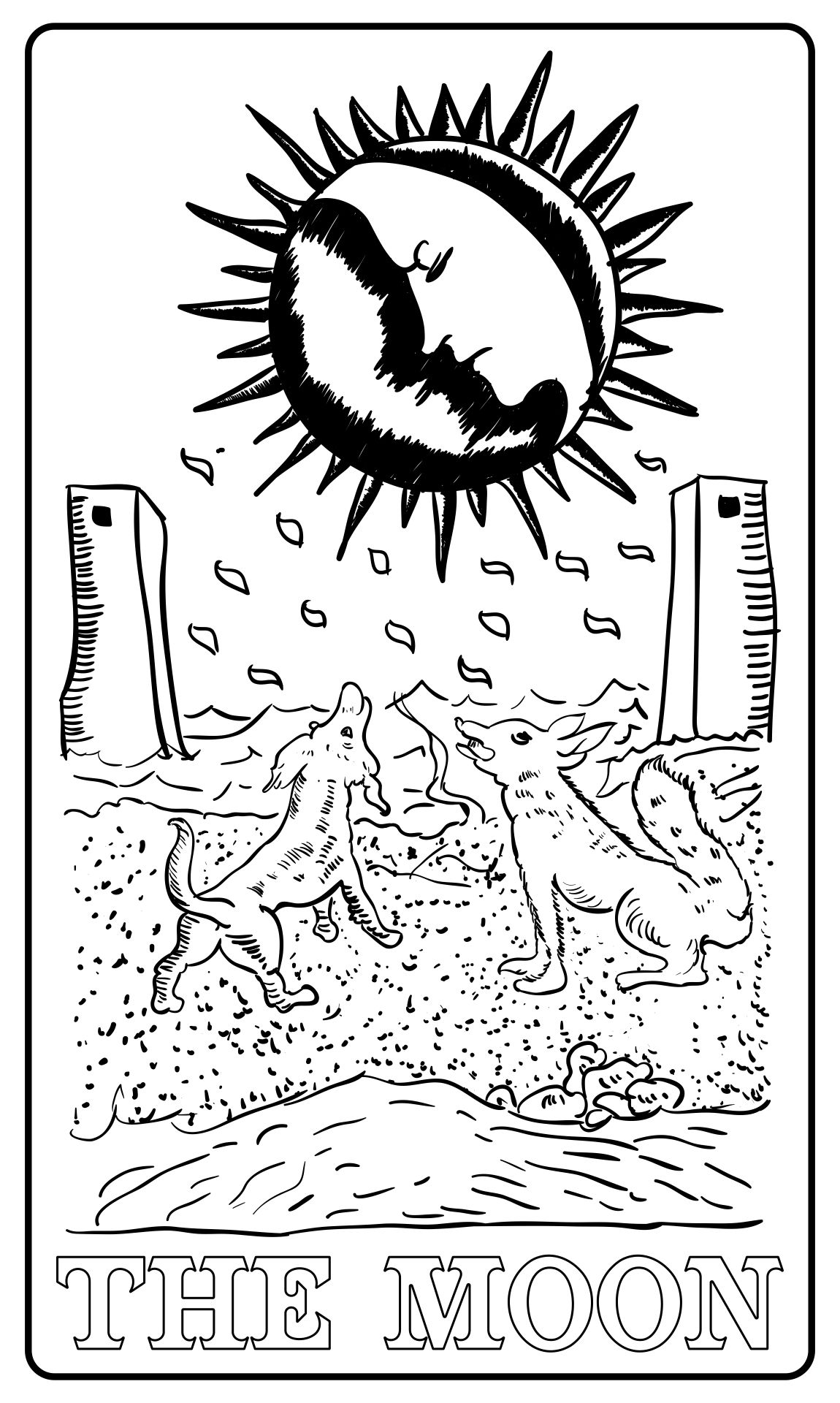 The Moon Tarot Card Coloring Pages