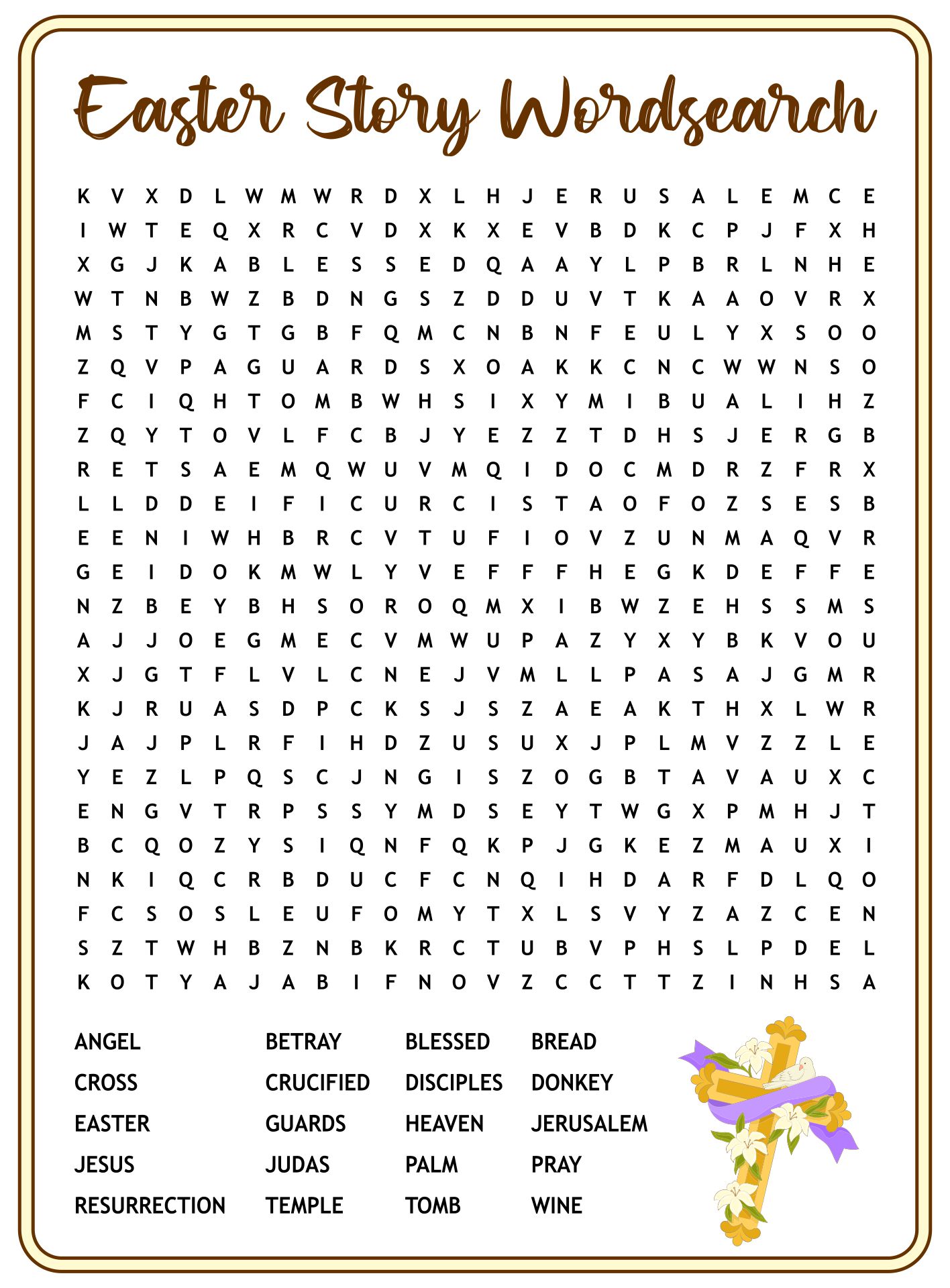 The Story Of Easter Religious Printable Word Search Puzzle