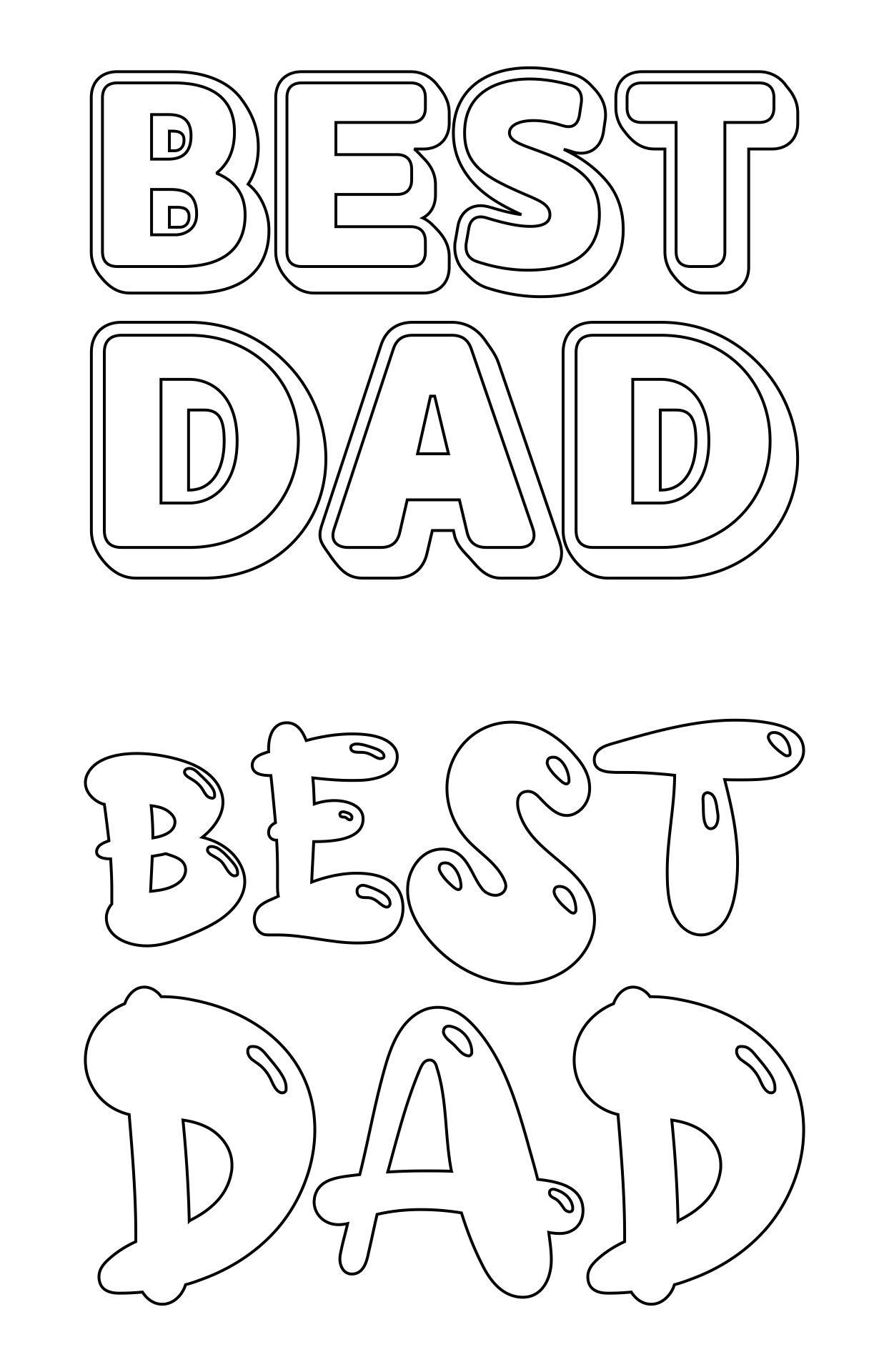 The Word Dad In Bubble Letters Printable