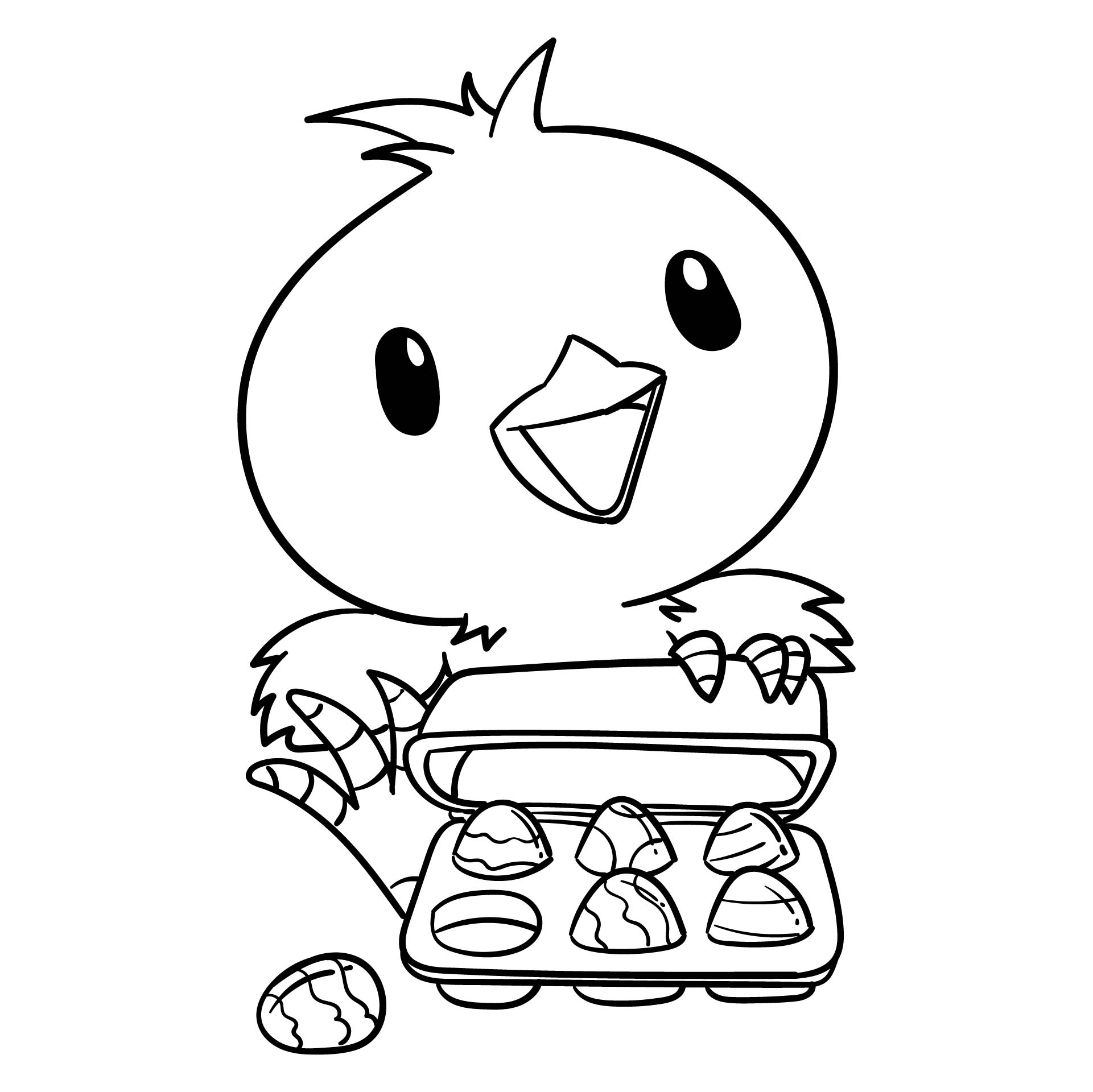 Chicken And Small Chocolate Egg Coloring Pages