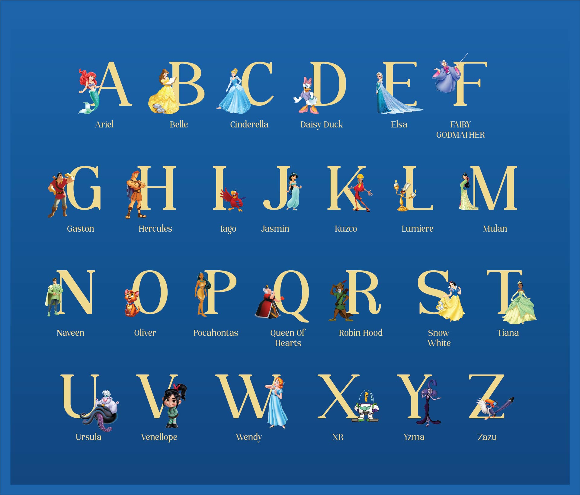 Disney Character Alphabet Printables