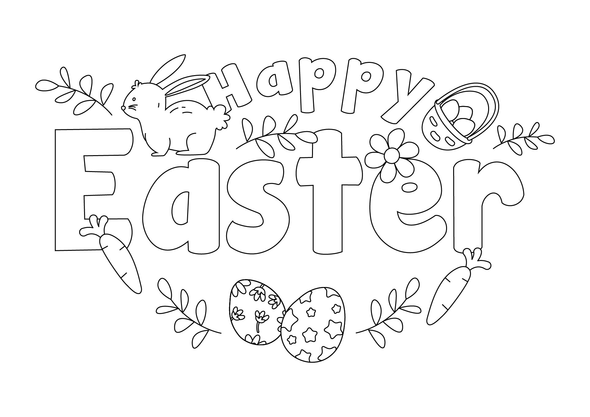 Happy Easter Coloring Pages Word