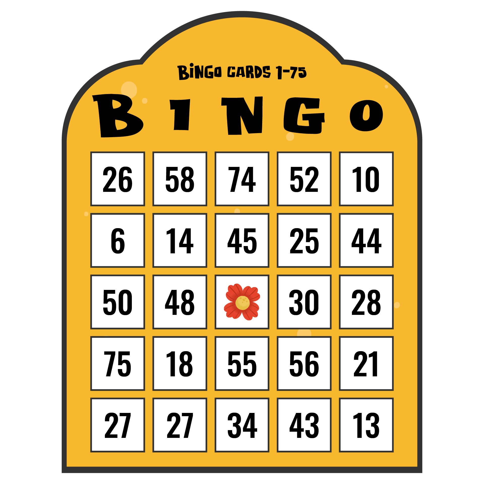 Printable 1-75 Number Bingo Cards