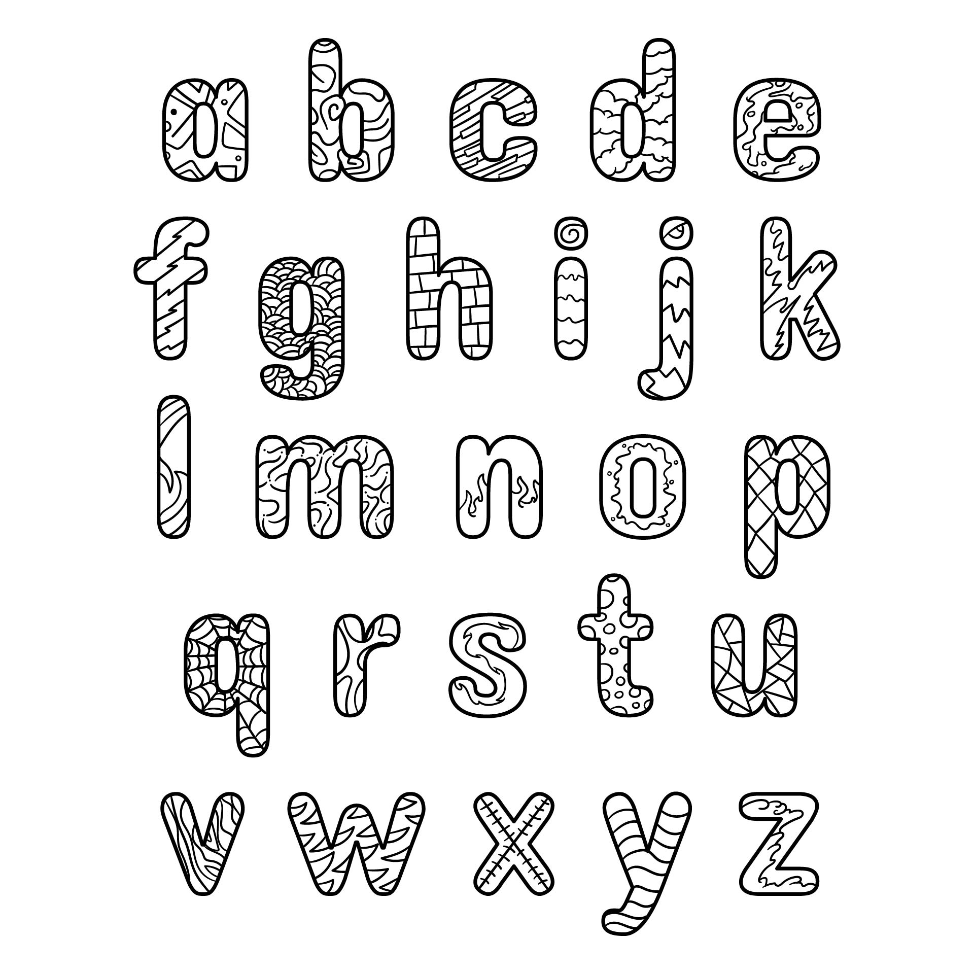 Printable All Alphabet With Lowercase Coloring Pages