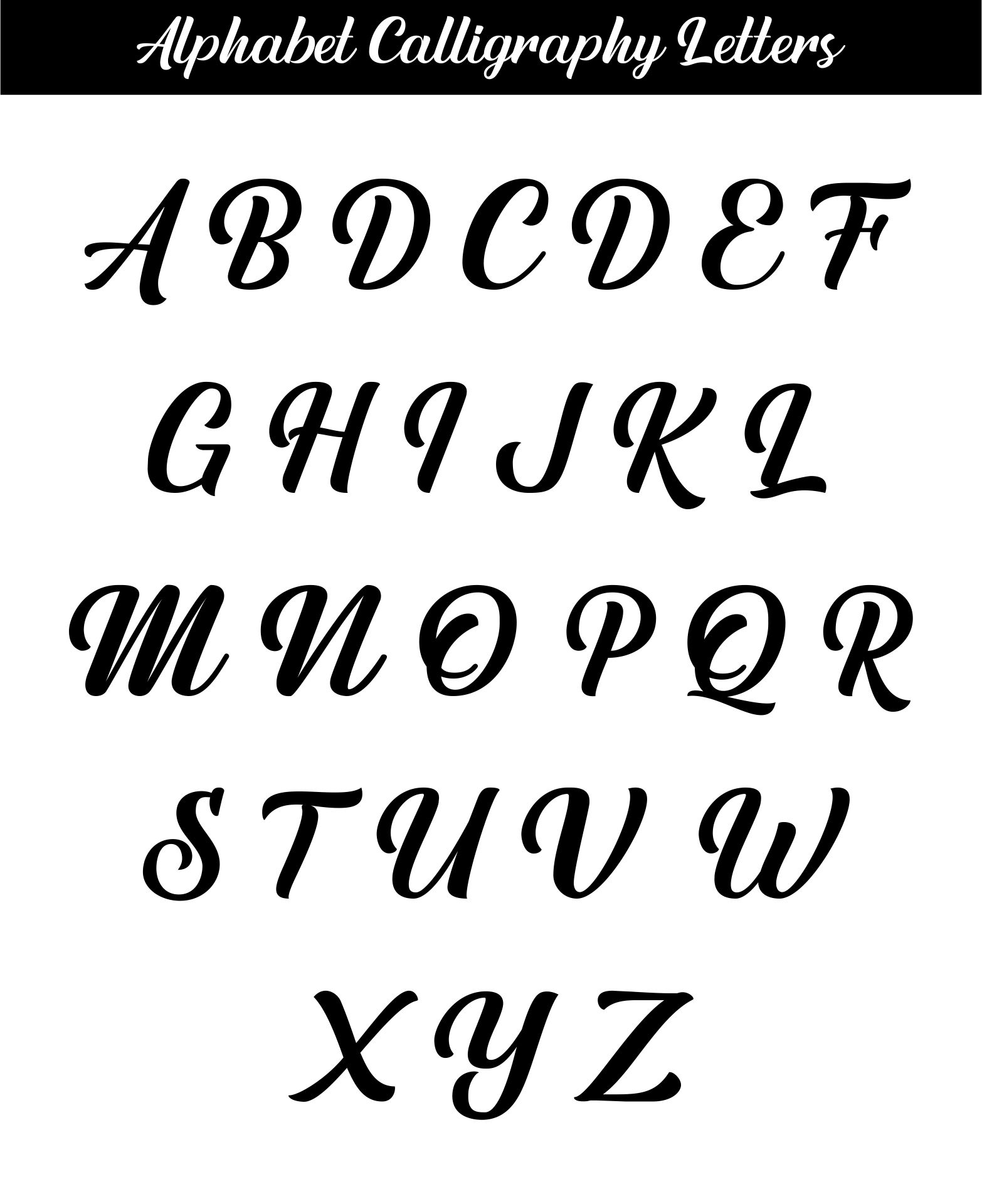 Printable Alphabet Calligraphy Letters Stencil