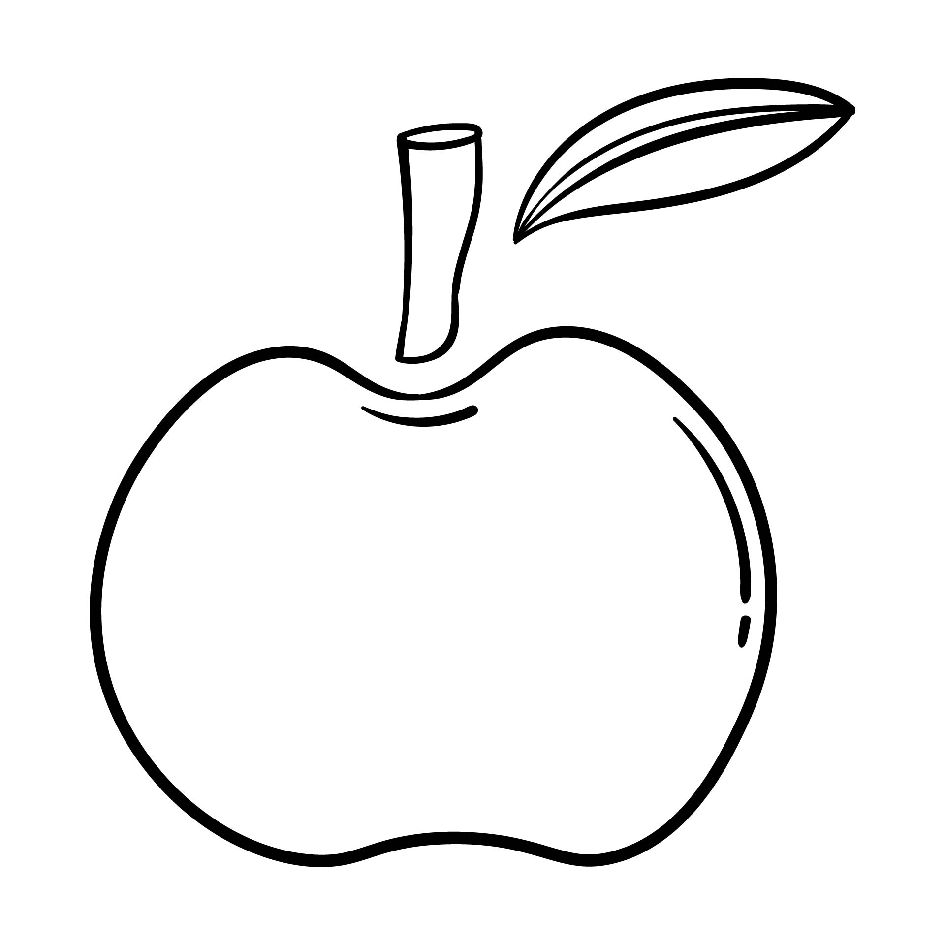 Printable Apple With Leaf And Stem Coloring Page