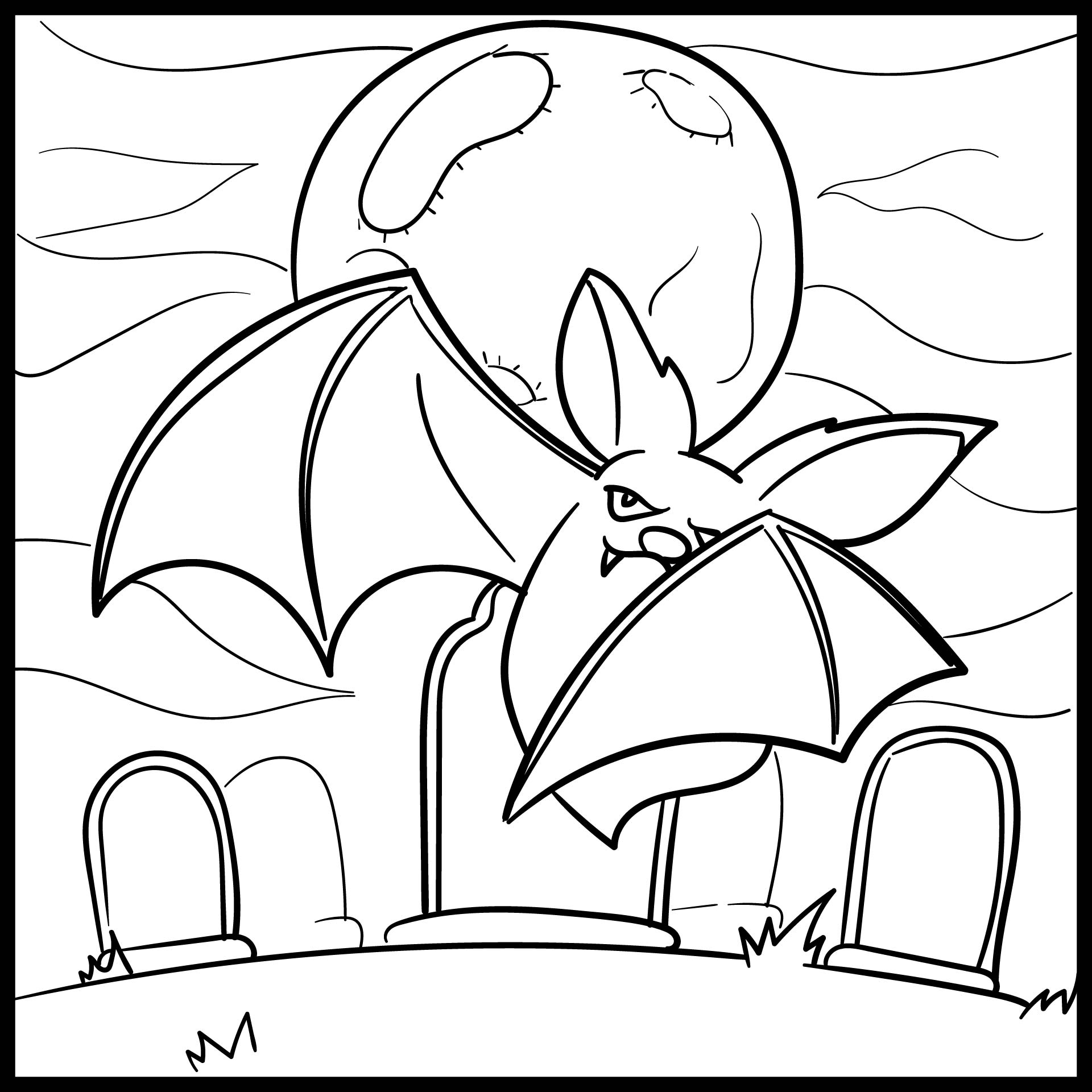 Printable Bats Coloring Pages