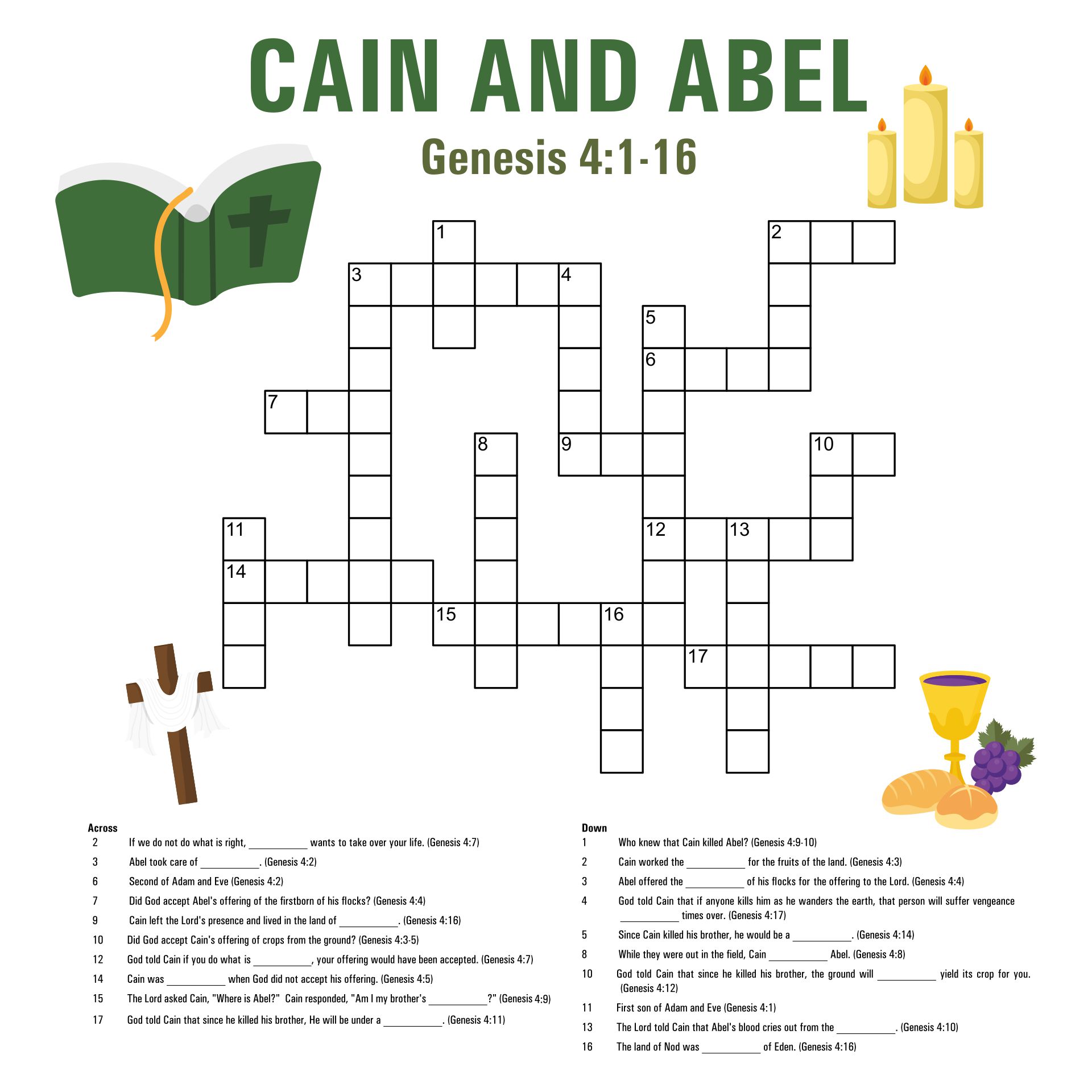 Printable Bible Crossword Puzzles Activities For Children