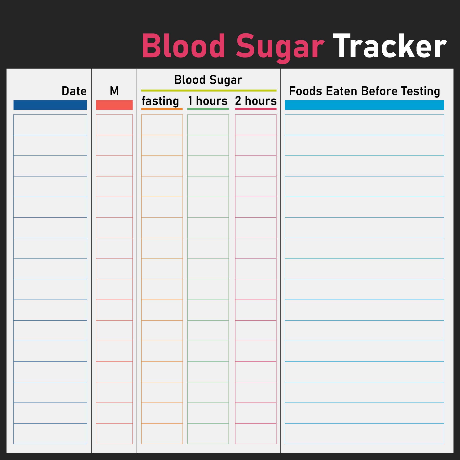 Printable Blood Sugar Tracking Chart
