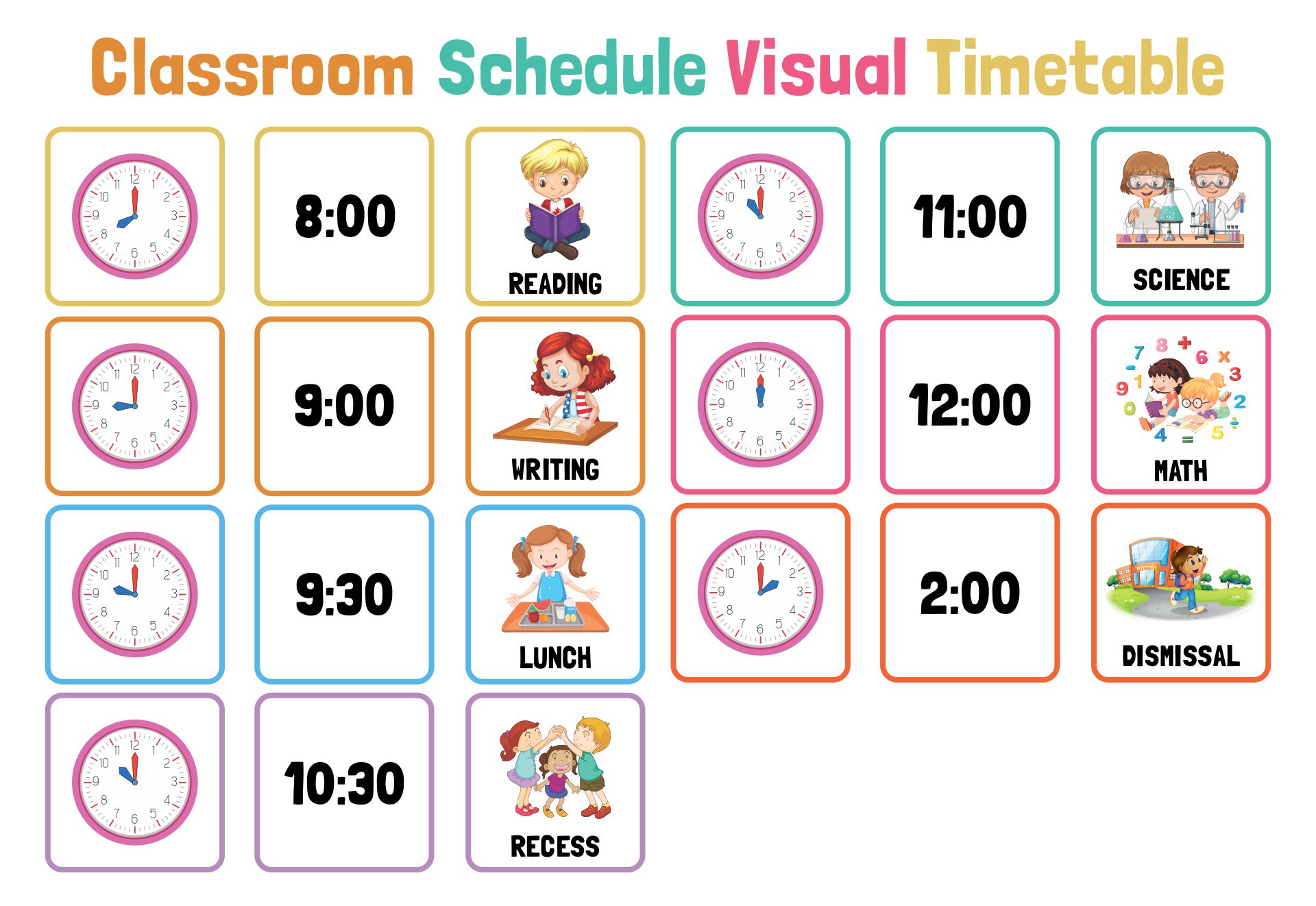 Printable Classroom Schedule Visual Timetable
