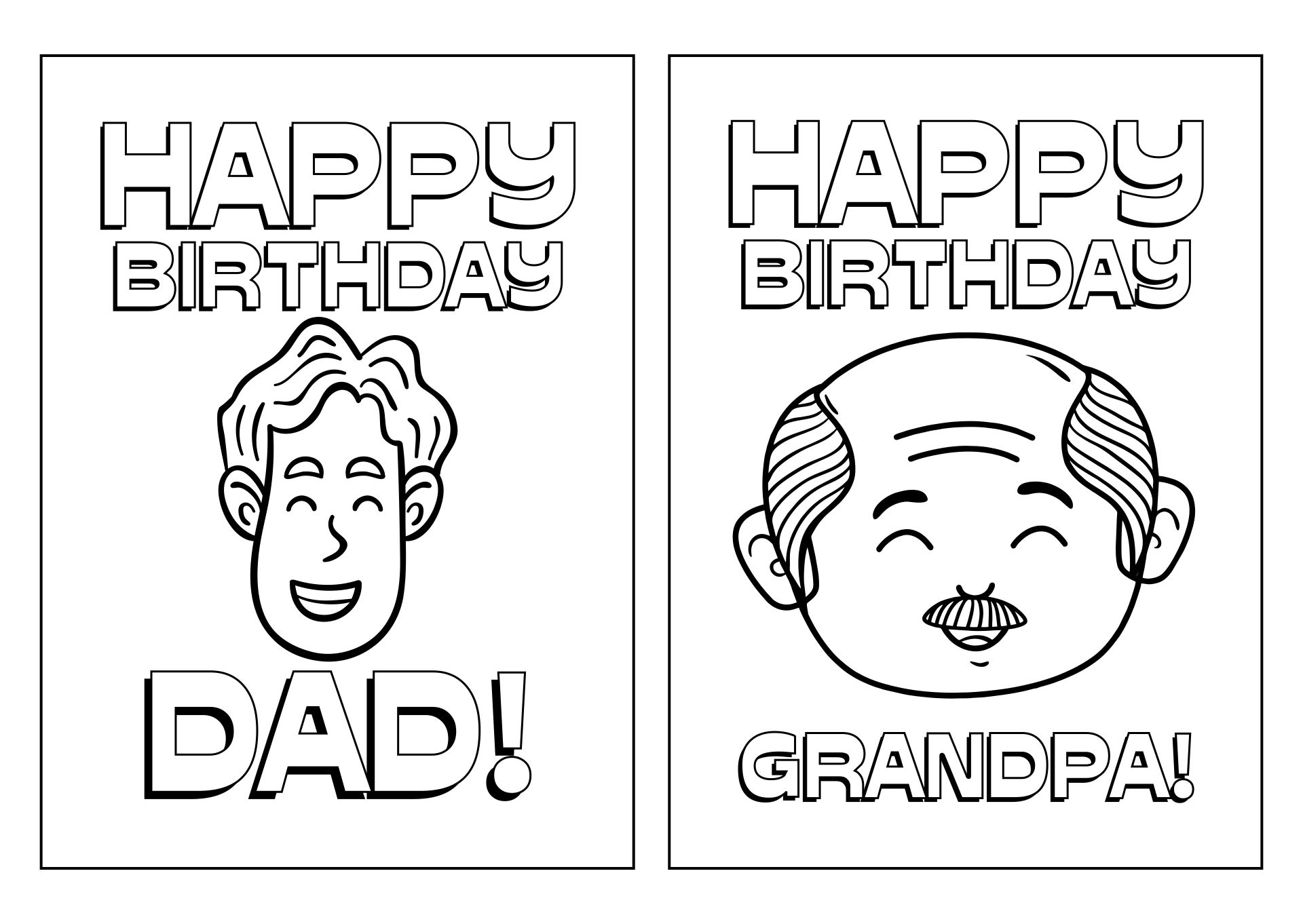 Printable Coloring Birthday Cards For Dad & Grandpa