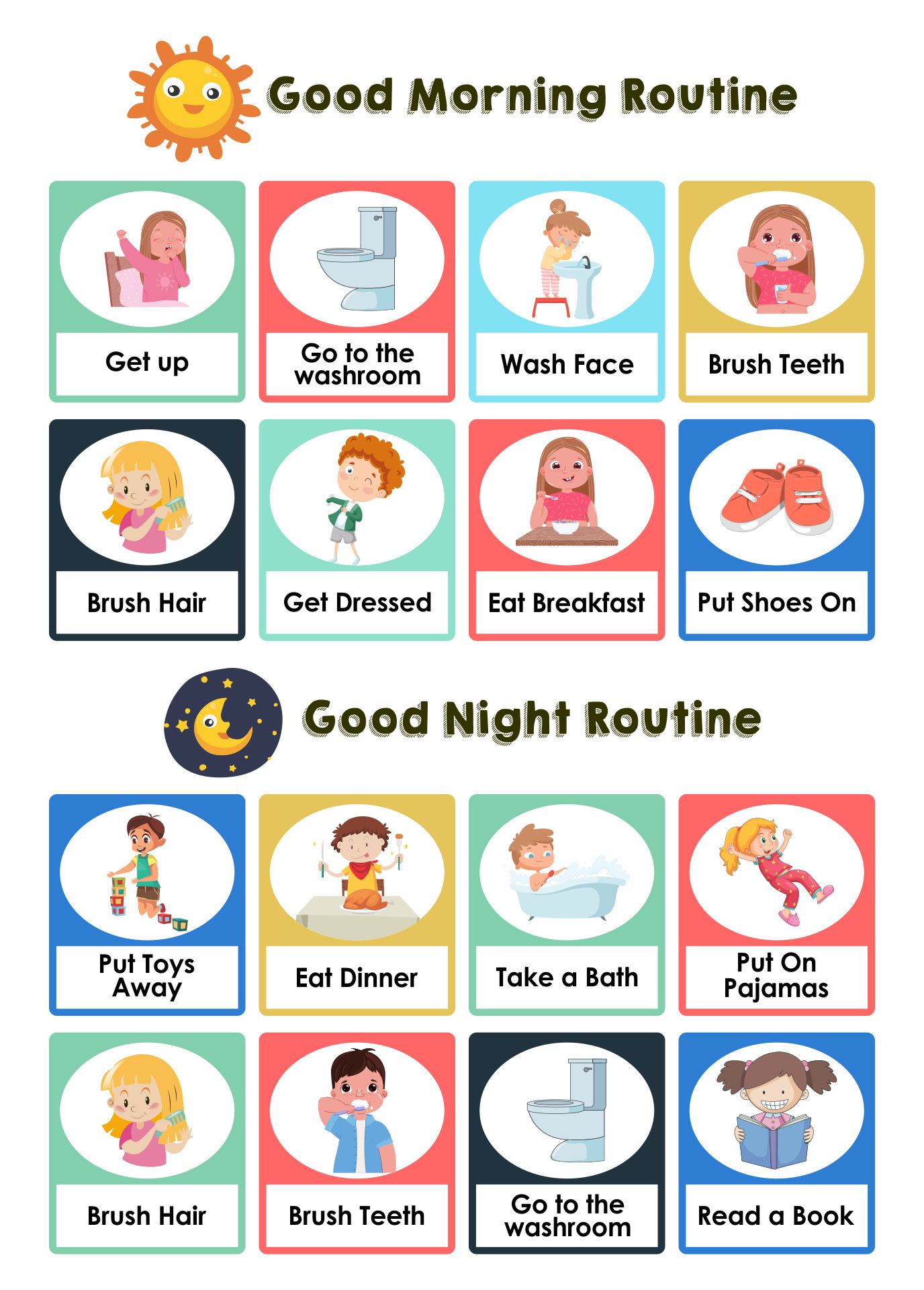 Printable Daily Routine Cards For Toddlers