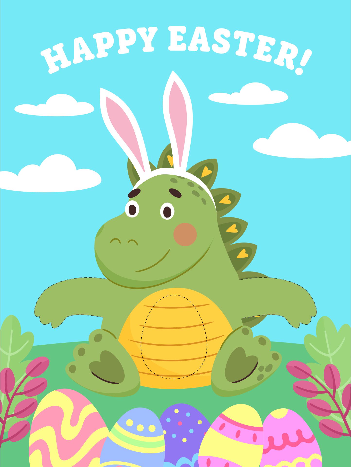 Printable Dinosaur Easter Card Candy Hugger With Easter Bunny