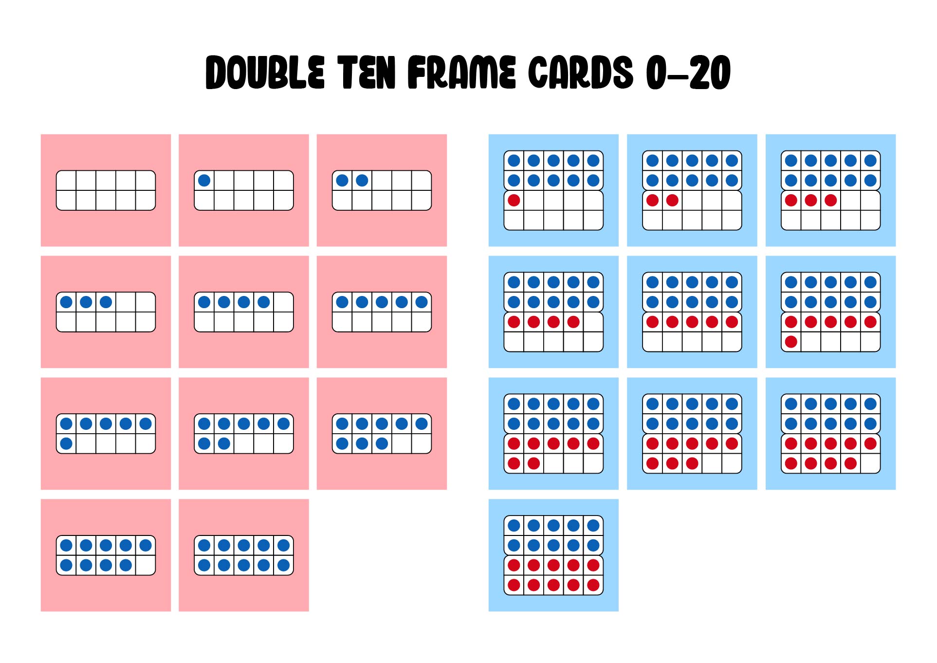 Printable Double Ten Frame Cards 0–20