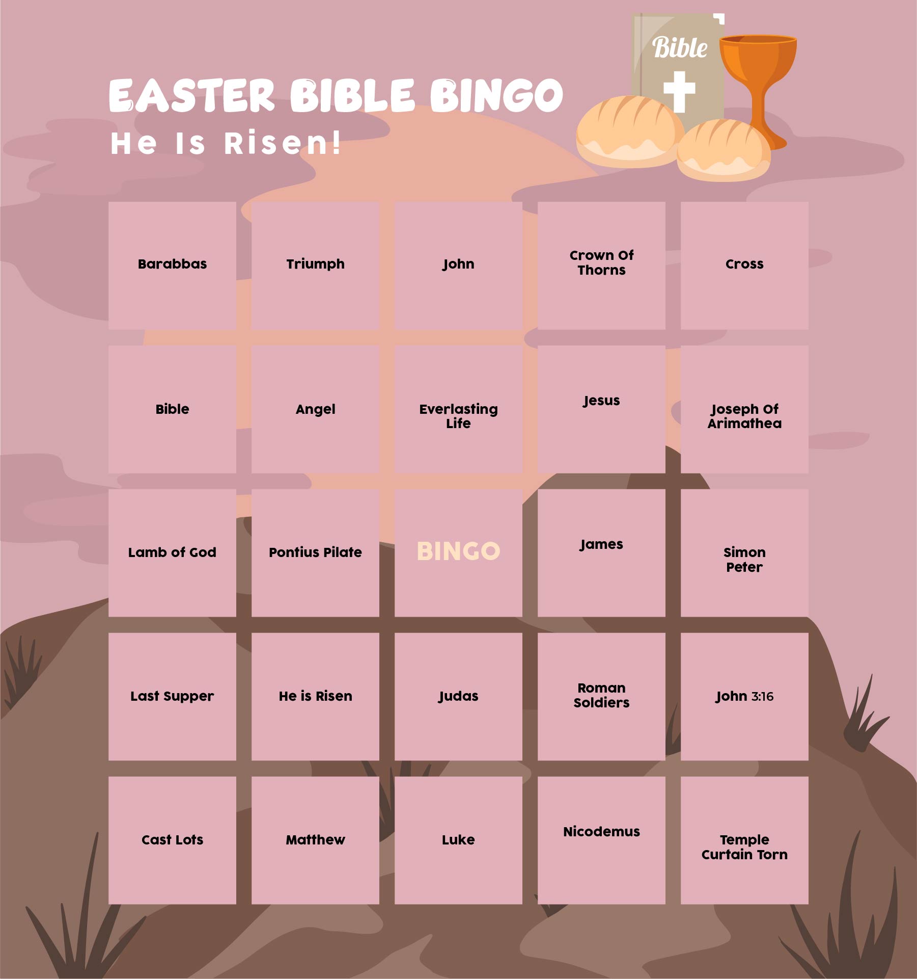 Printable Easter Bingo Religious Versions