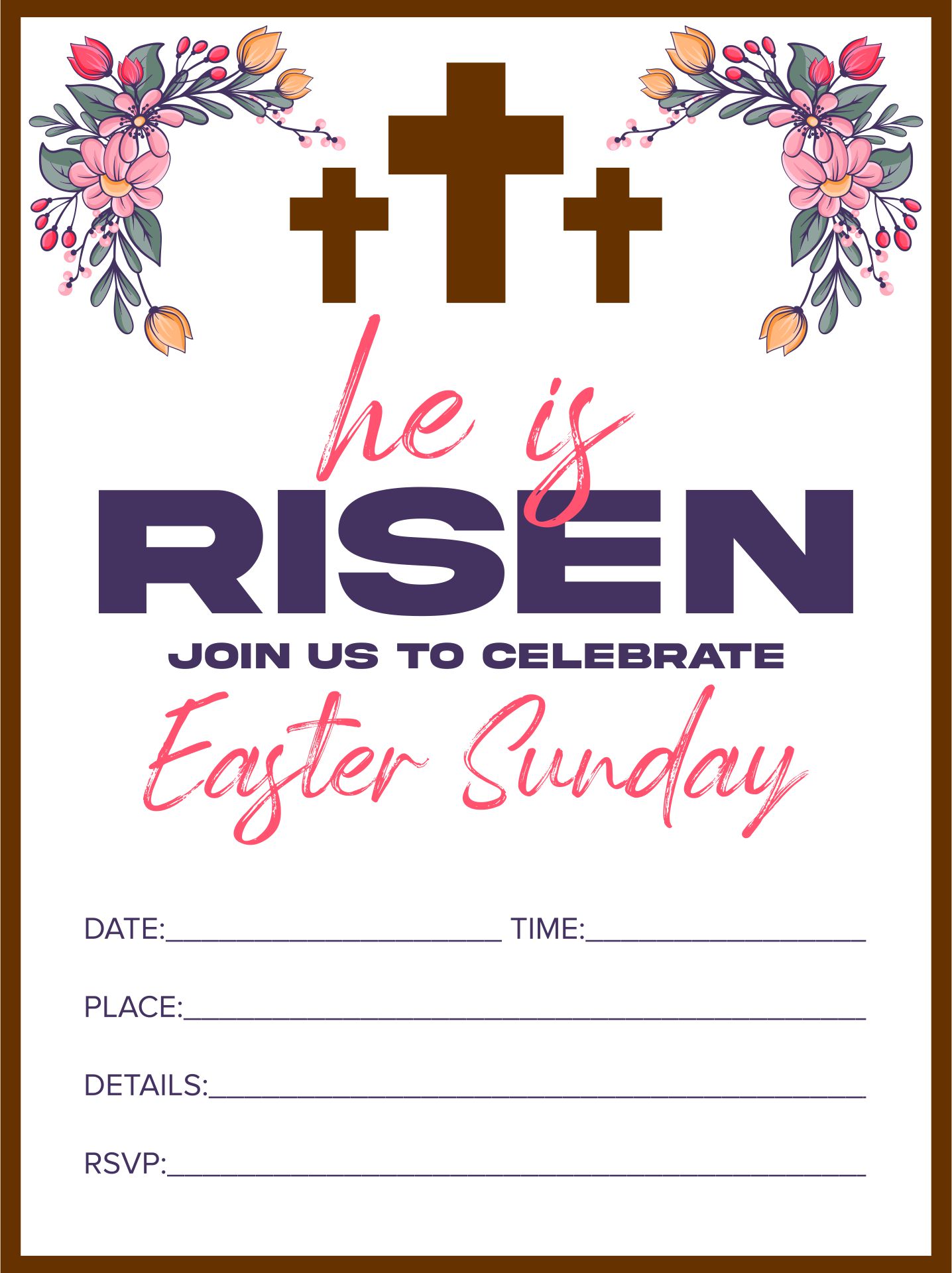Printable Easter Church Invitation