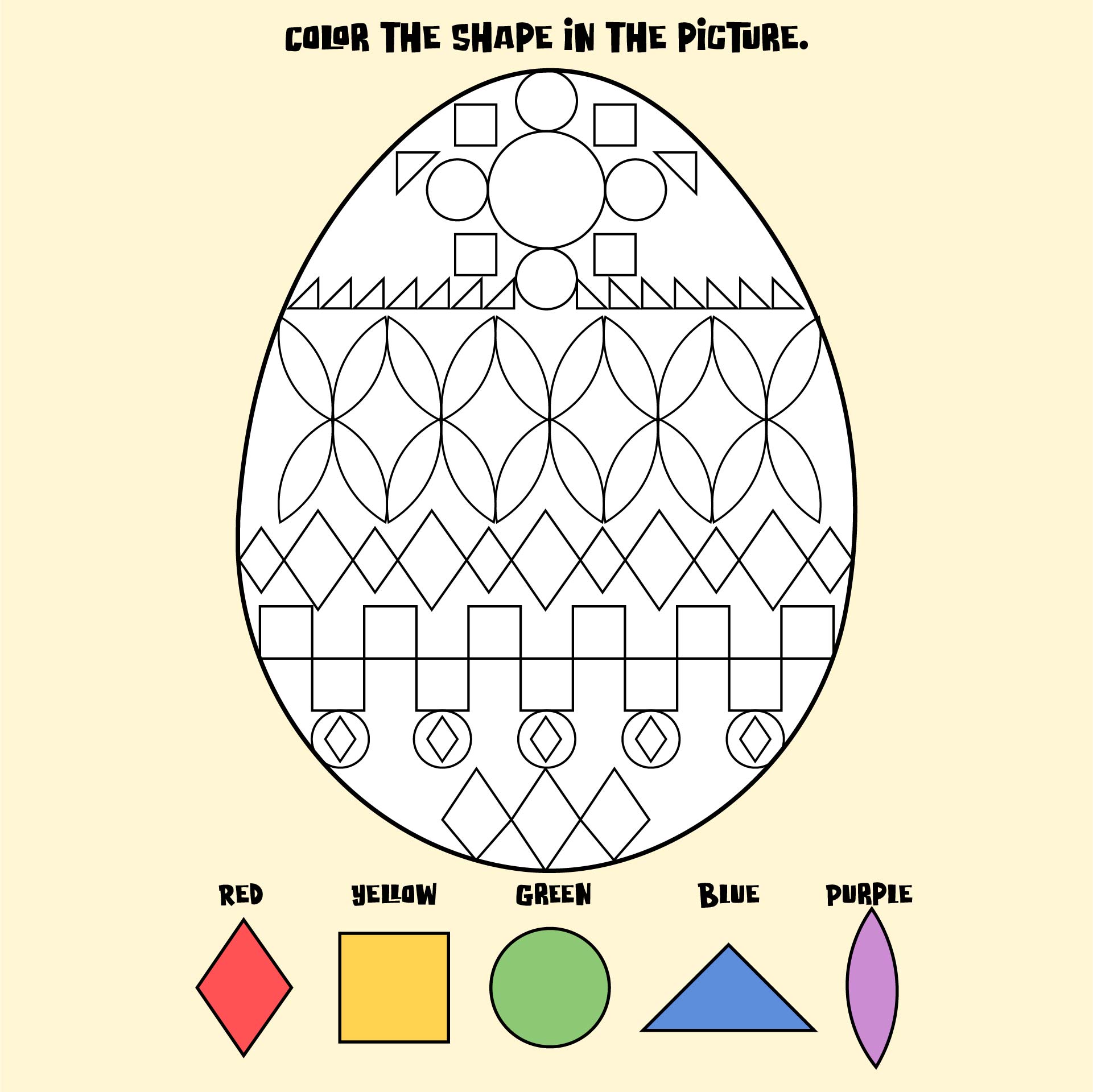 Printable Easter Color By Shape