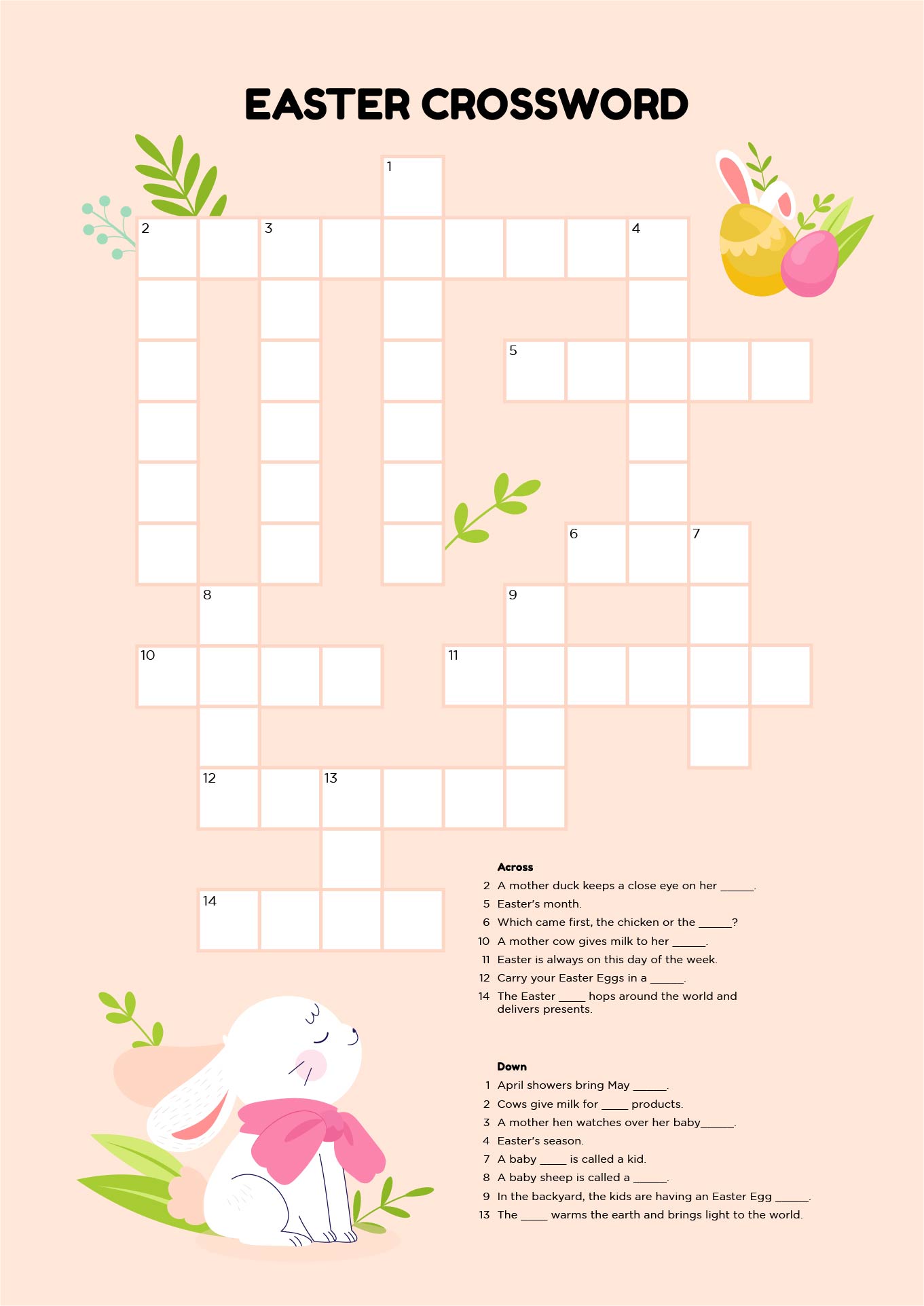 Printable Easter Crossword Puzzle For Kids