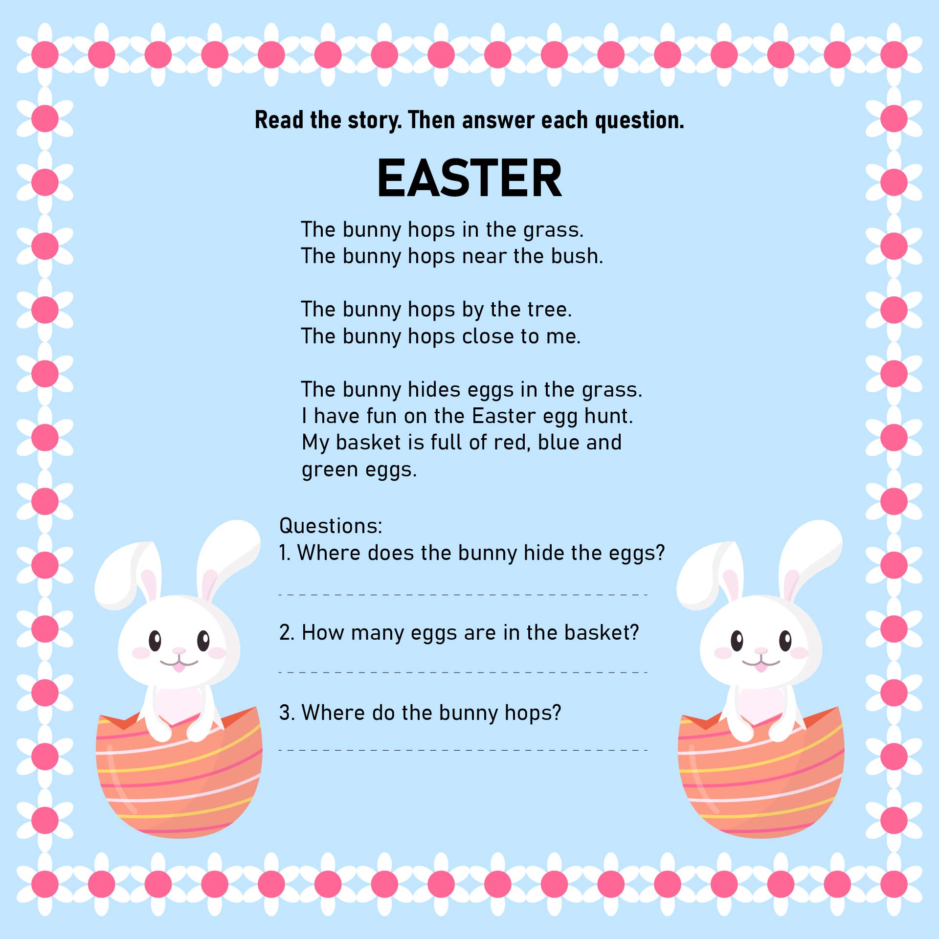 Printable Easter Reading Comprehension Worksheet