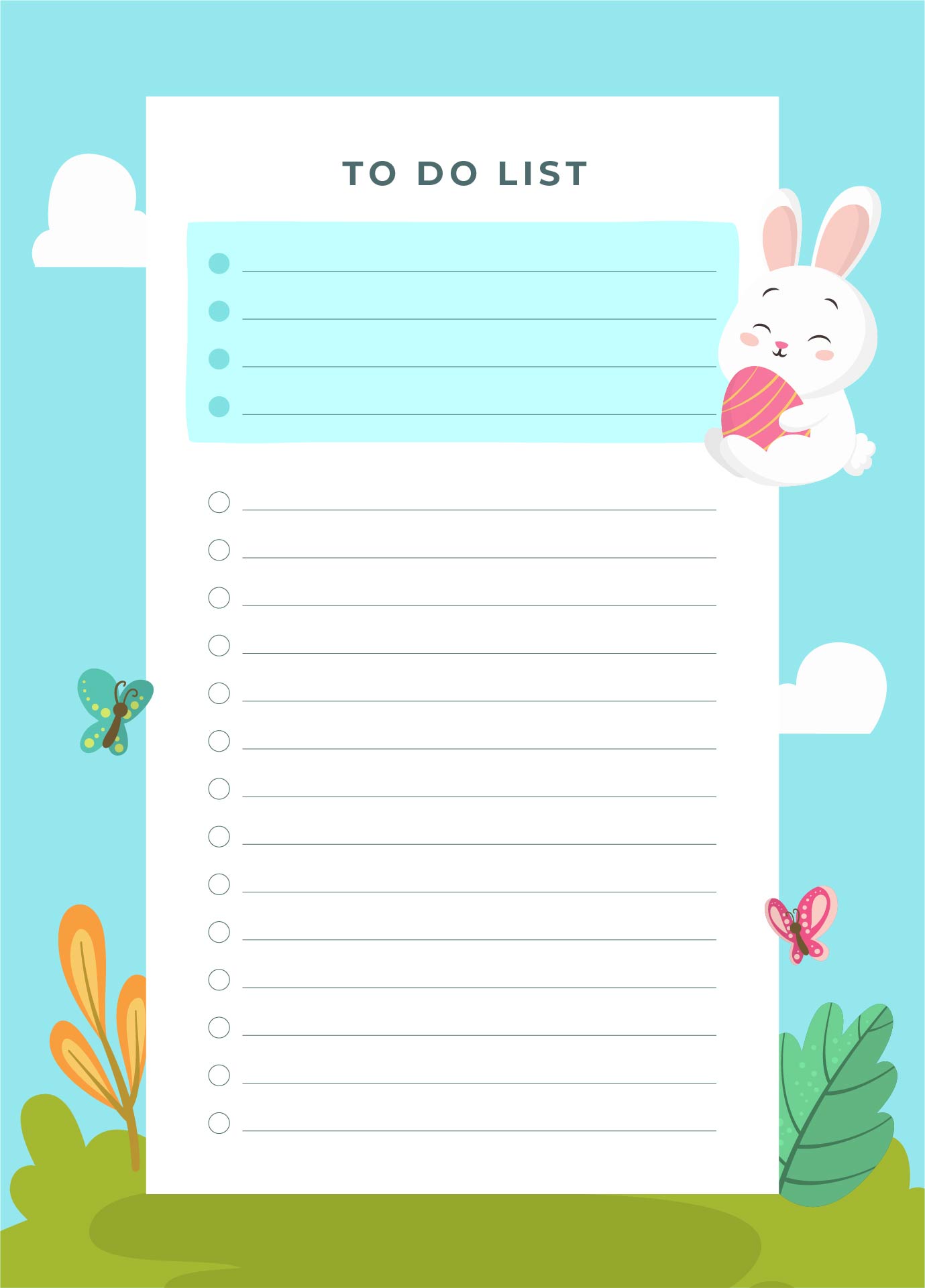 Printable Easter Spring Checklist Template