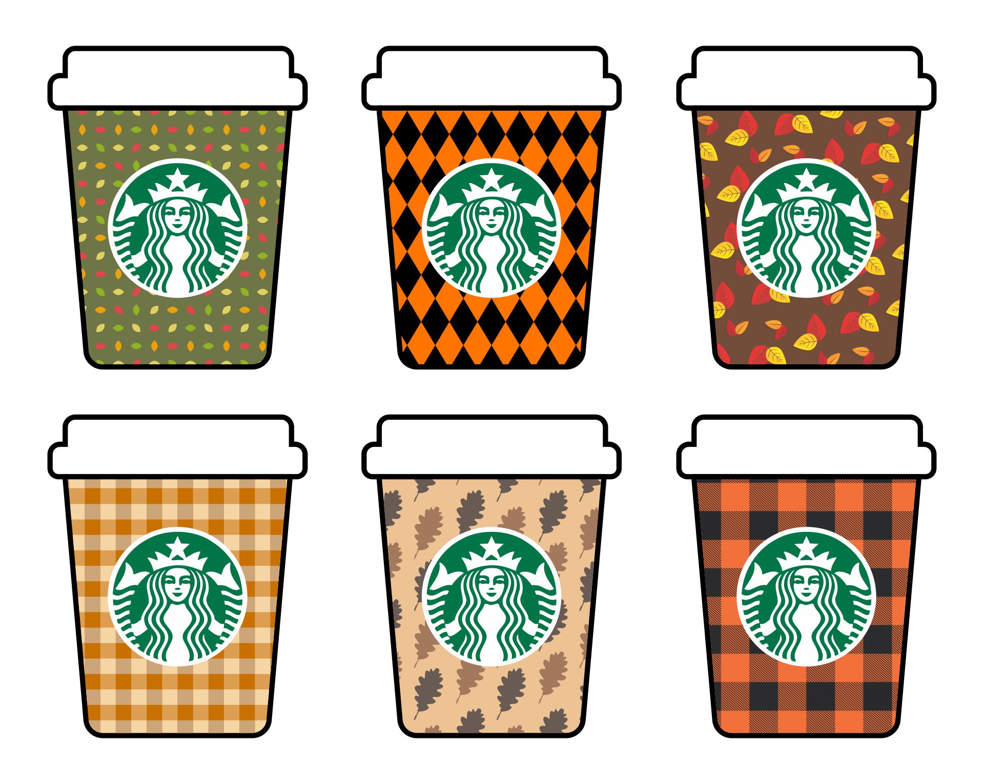 Printable Fall Starbucks Cups Planner Stickers