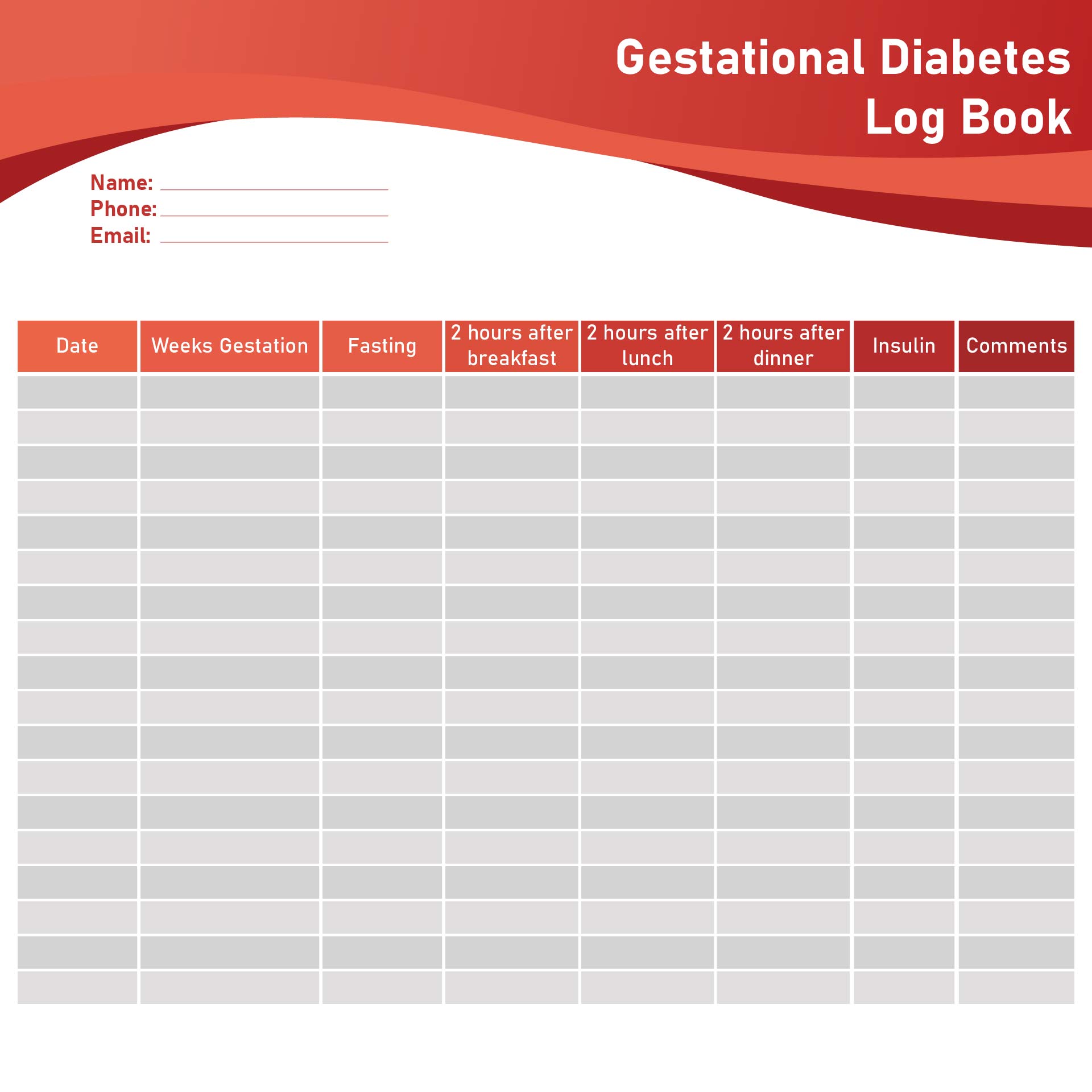 Printable Gestational Diabetes Log Template