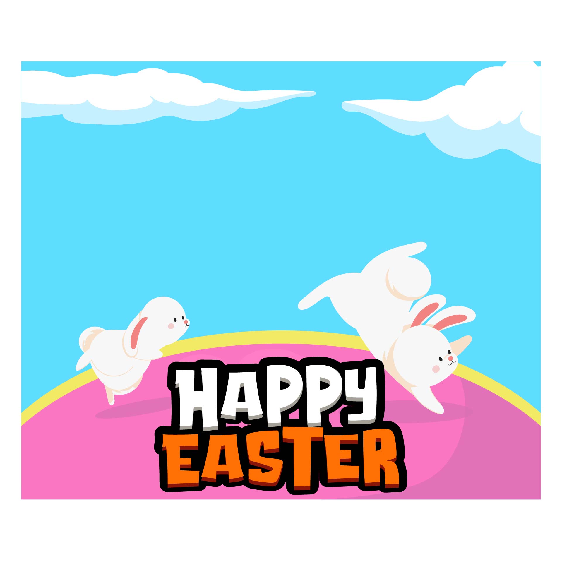 Printable Happy Easter Card With Cute Bunny