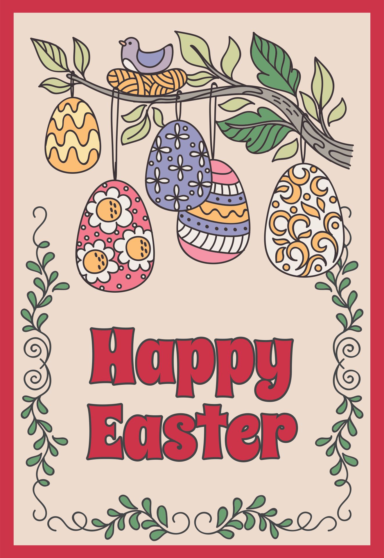 Printable Happy Easter Postcard