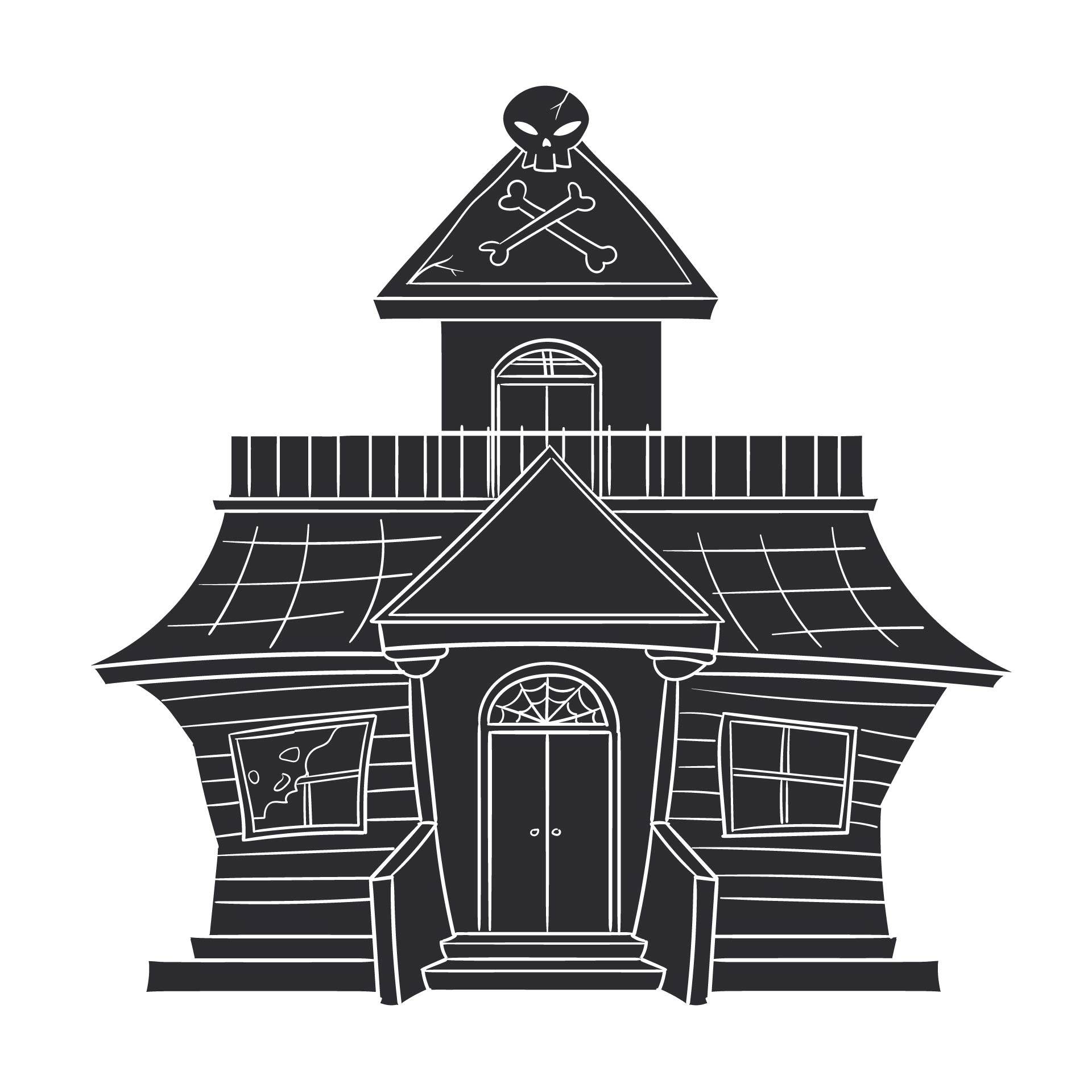 Printable Haunted House Stencil Template