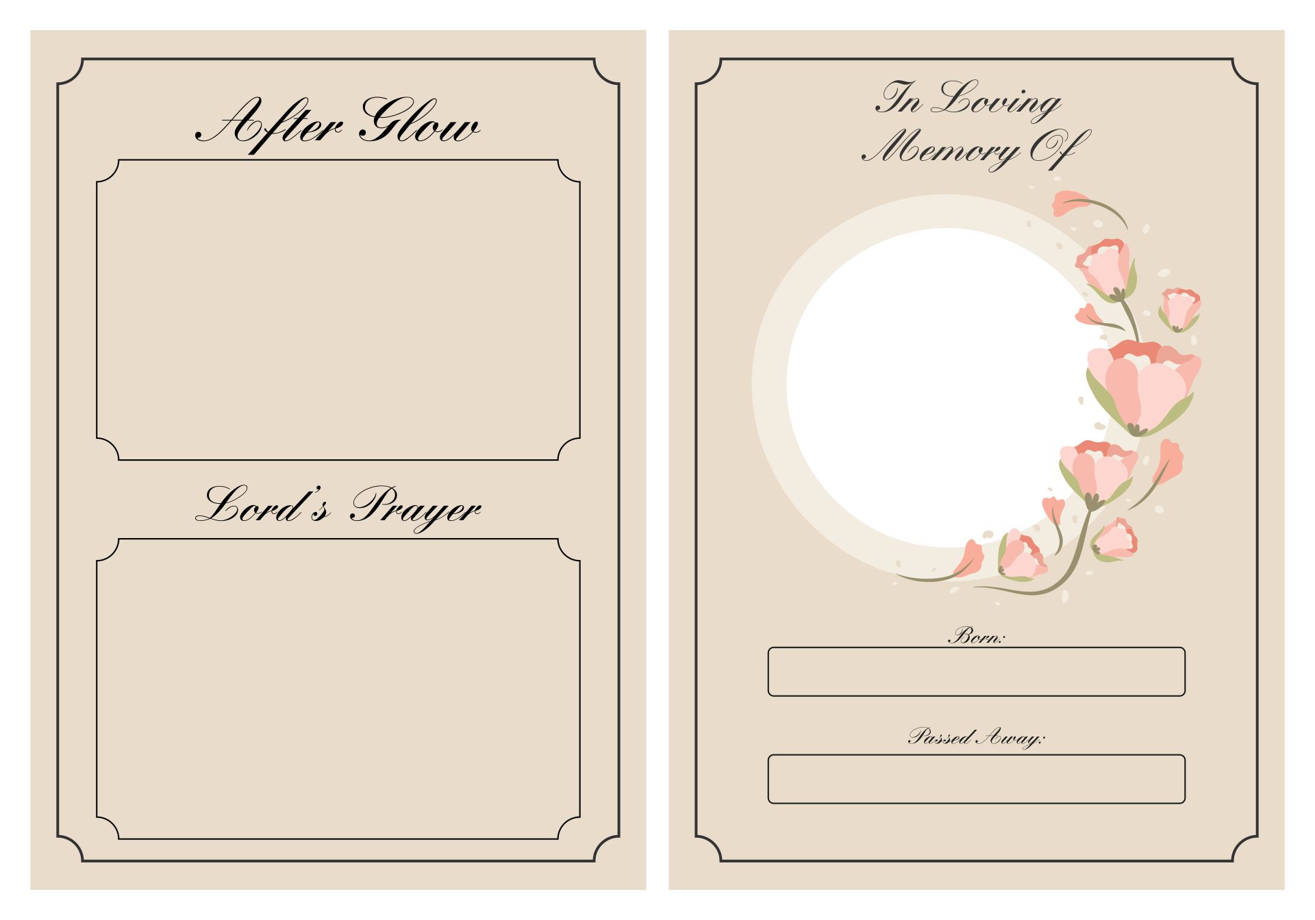 Printable Memorial Card Templates