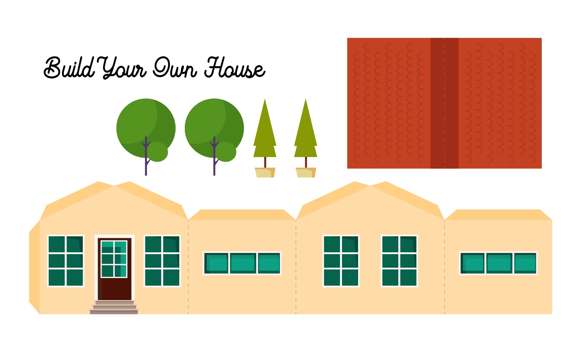 Printable Paper Folding House Template