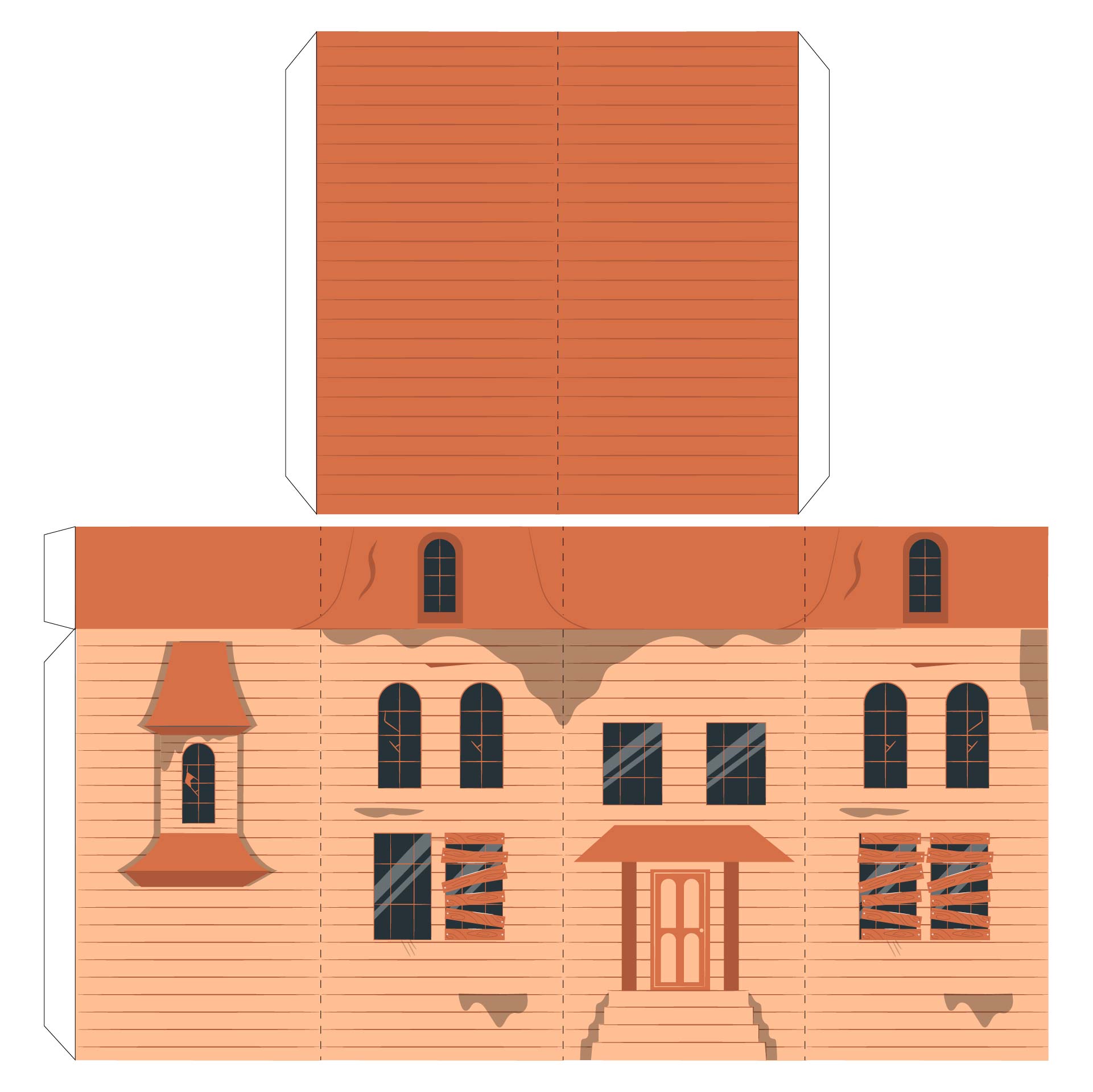Printable Papercraft Houses Haunted Mansion