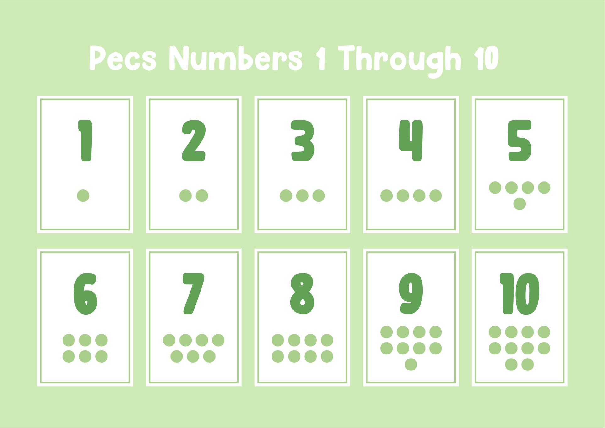 Printable Pecs Numbers 1 Through 10