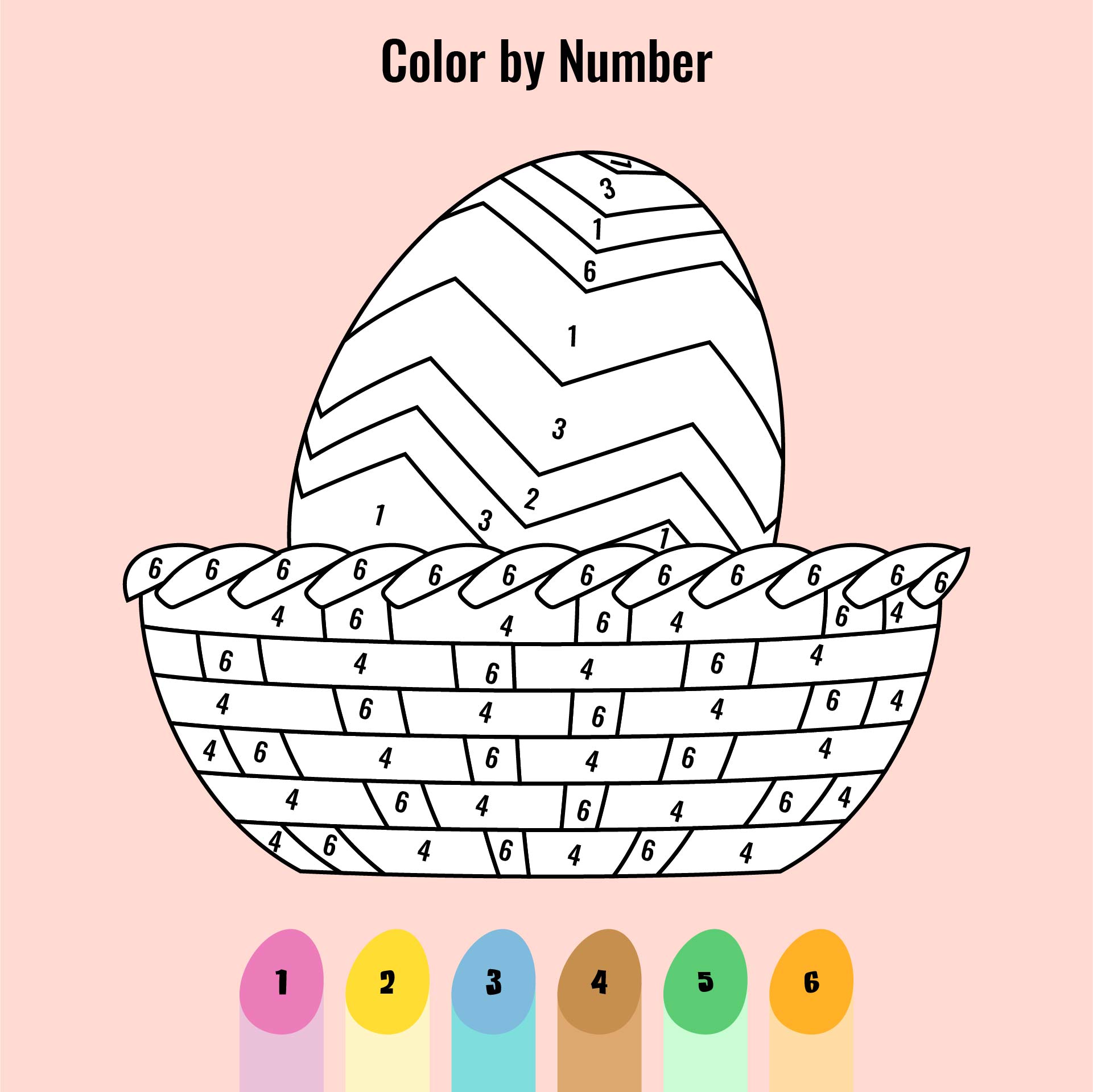 Printable Preschool Easter Color By Number