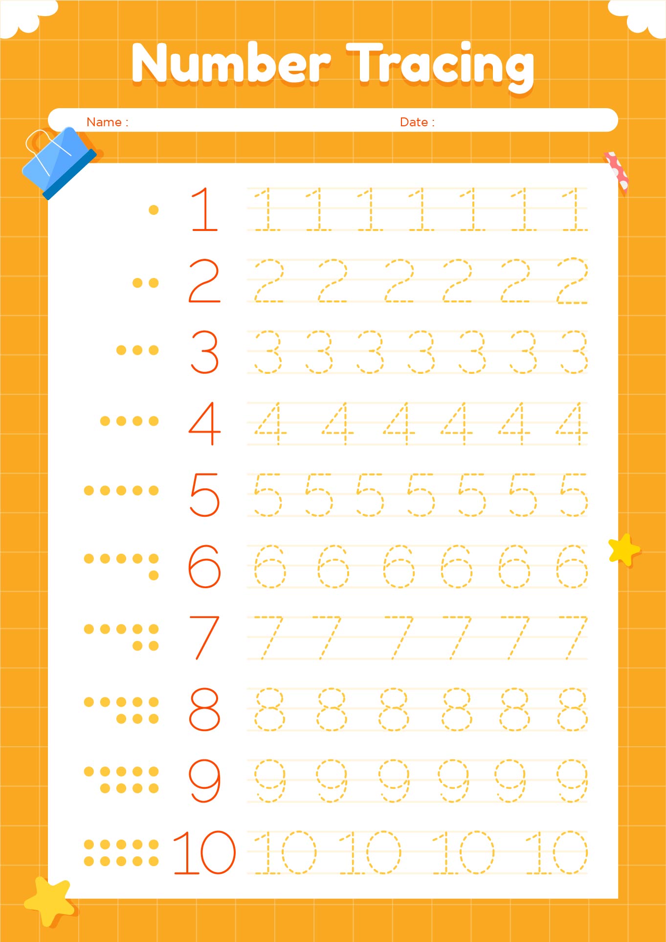PrintablePrintable Number Tracing Worksheets For Preschool 1 To 10 And Counting