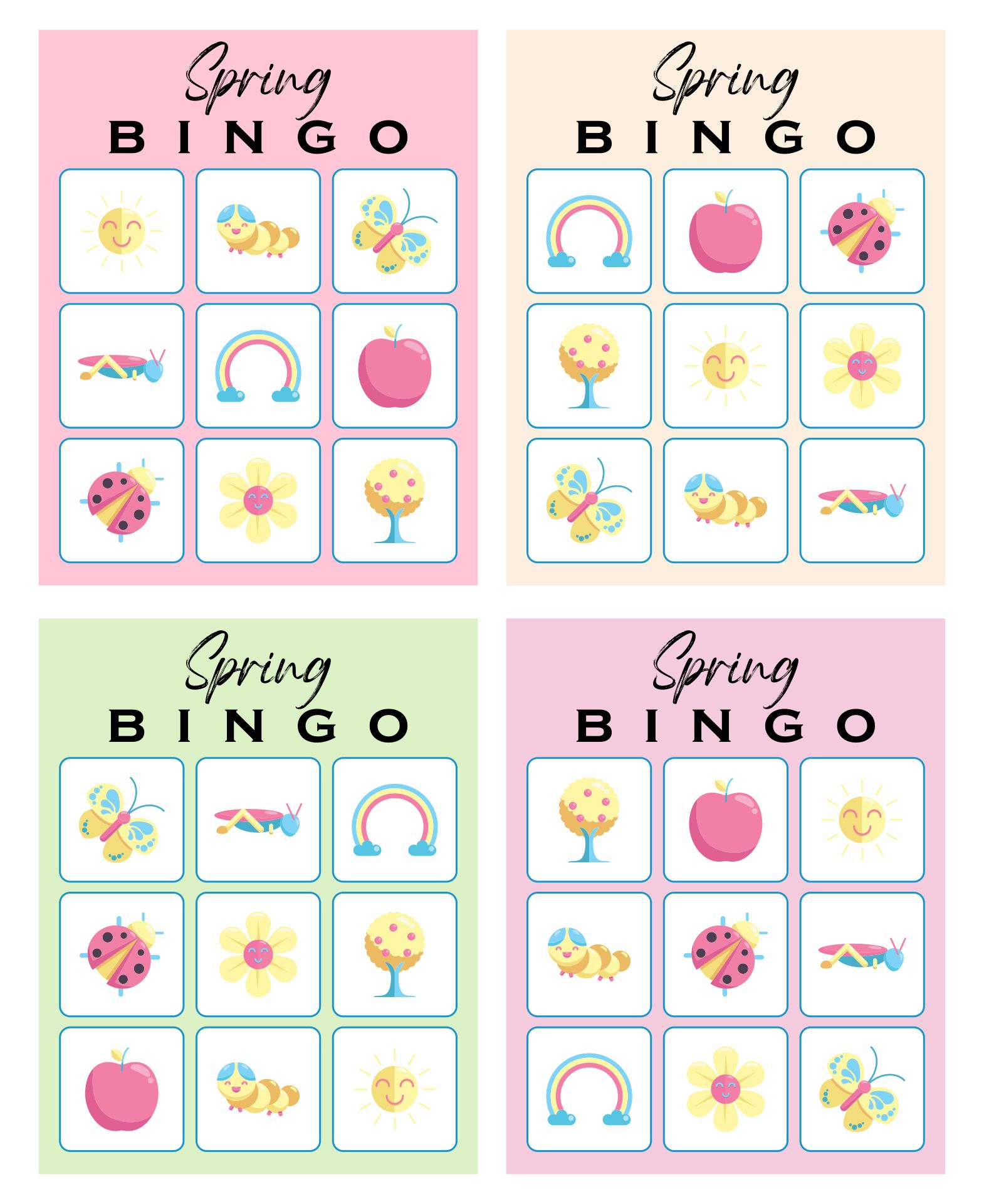 Printable Spring Picture Bingo Cards