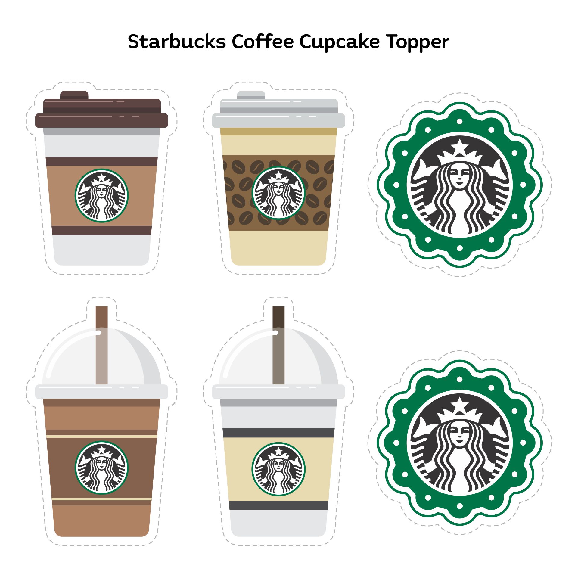Printable Starbucks Coffee Cupcake Topper