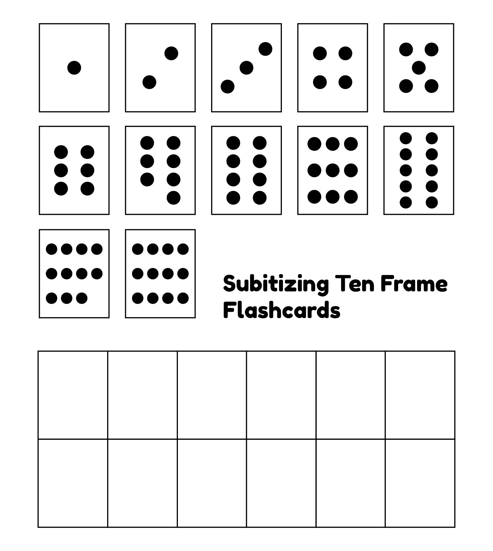 Printable Subitizing Ten Frame Flashcards
