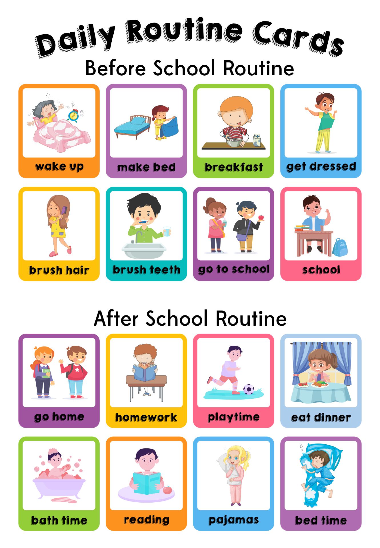 Printable Visual Routine Cards For Before And After School