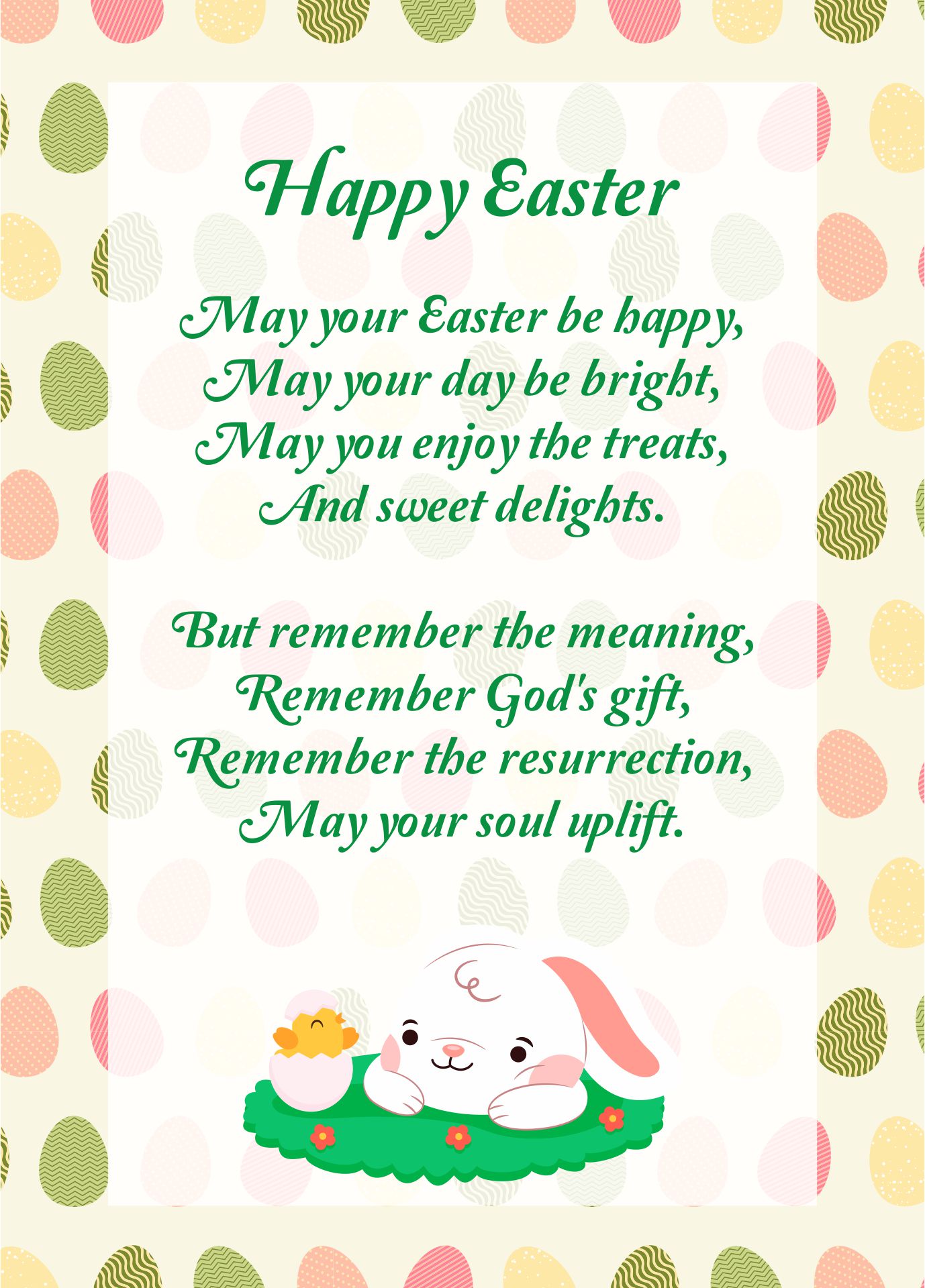 Prrintable Happy Easter Poems Short Prayers Template