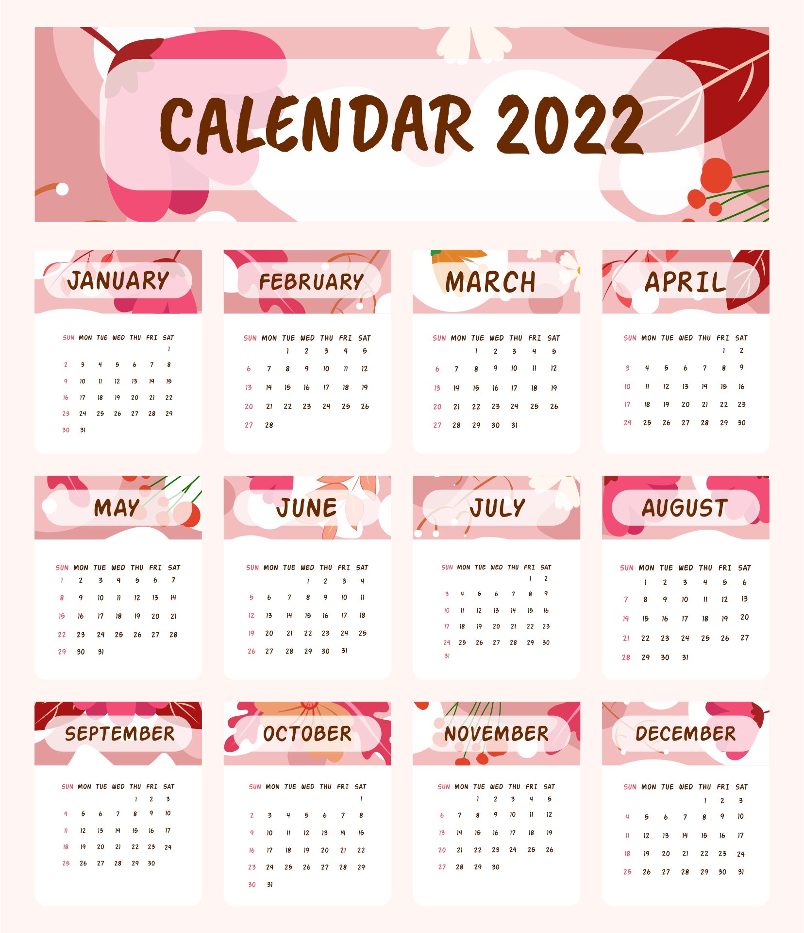 2022 Printable Calendars For Moms